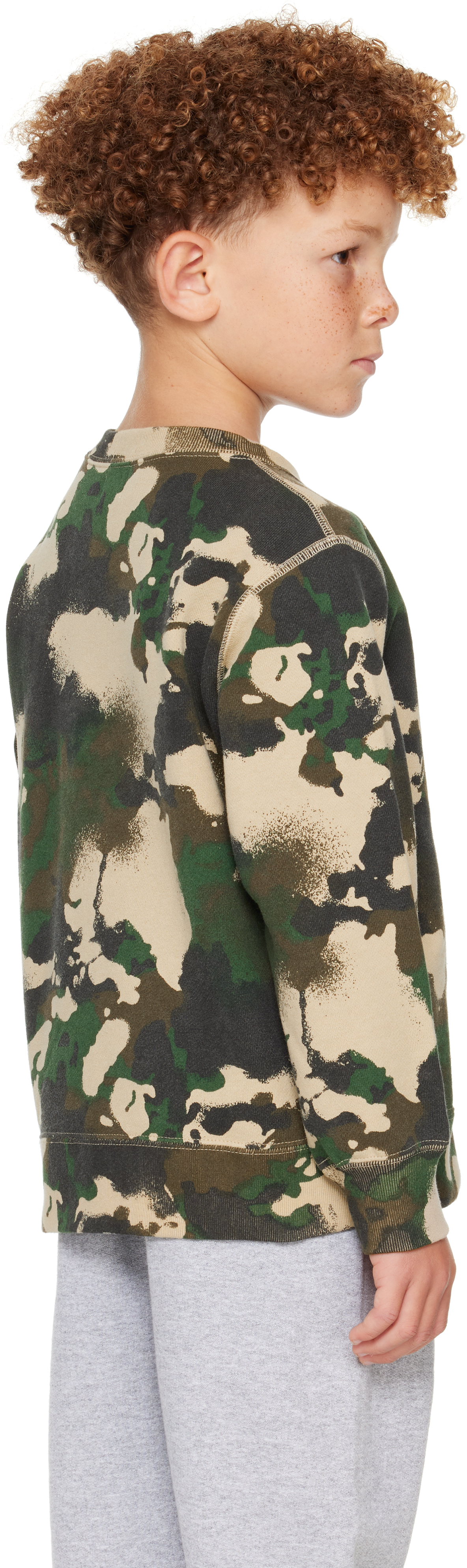 Bape Kids Khaki Map Camo Crewneck Sweatshirt In Green