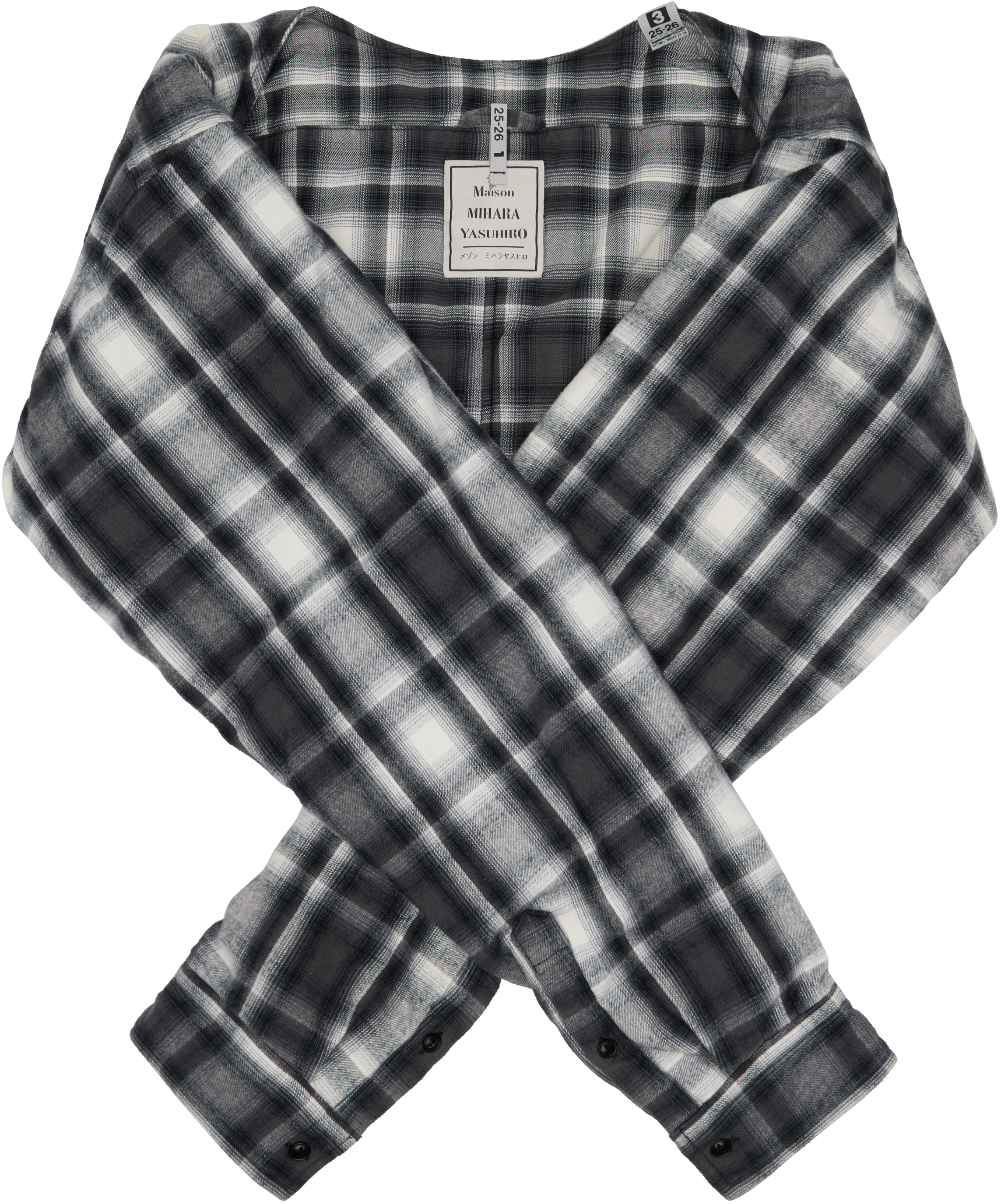 Miharayasuhiro Gray & White Shirt Sleeve Scarf In Brown