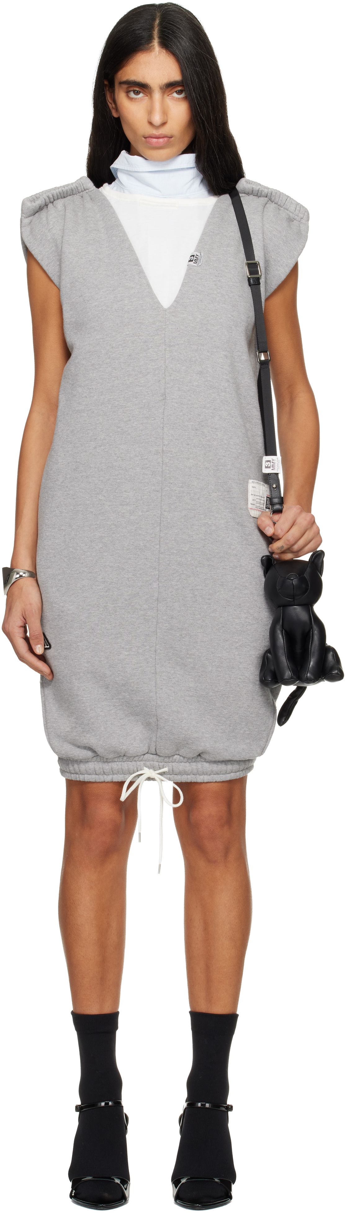 Miharayasuhiro Gray Reversed Sweat Pants Midi Dress In Gray