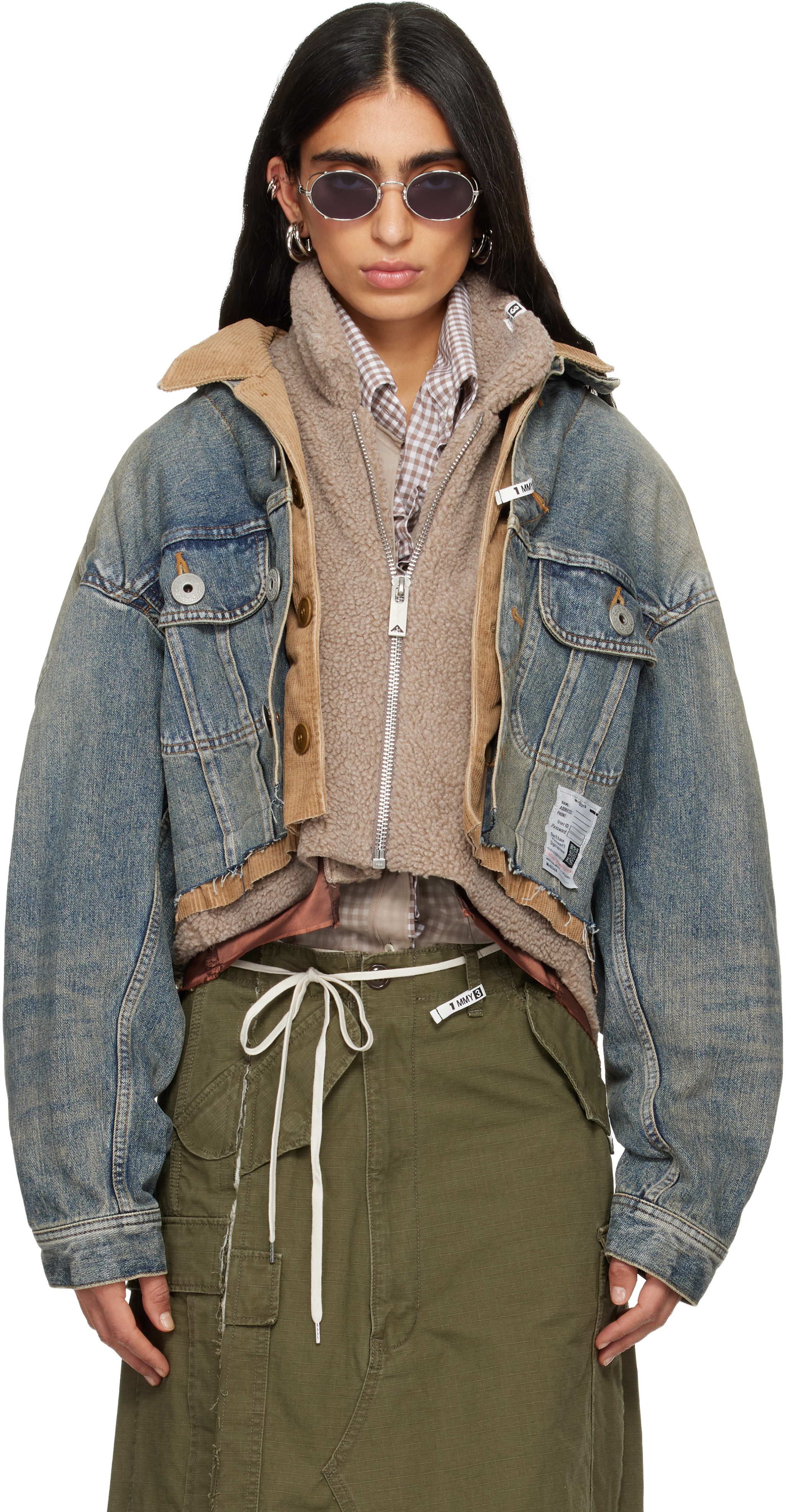 Miharayasuhiro Blue Triple Layered Denim Jacket In Purple