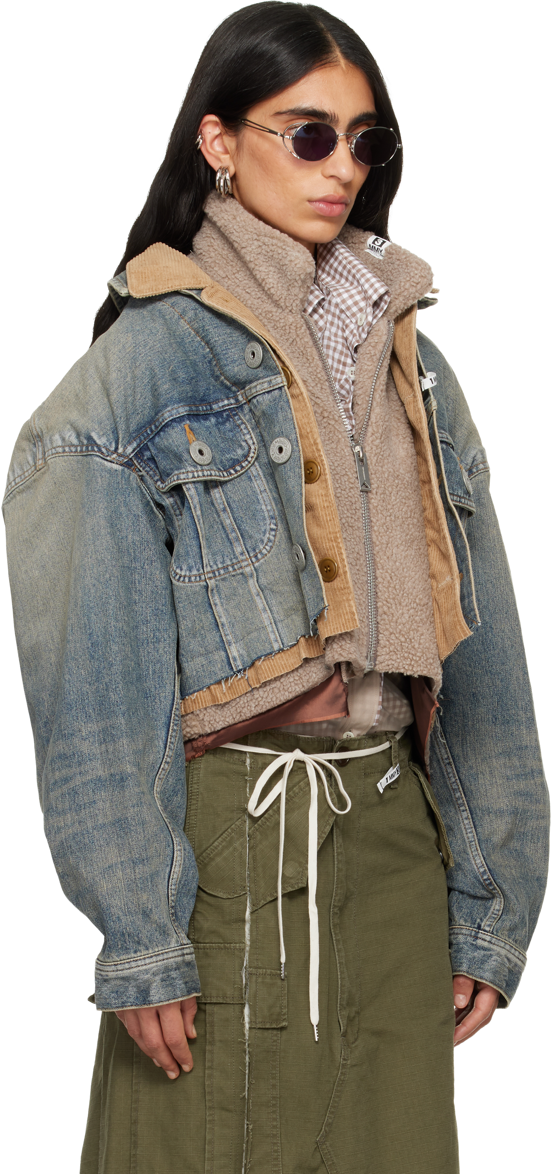 Miharayasuhiro Blue Triple Layered Denim Jacket In Purple