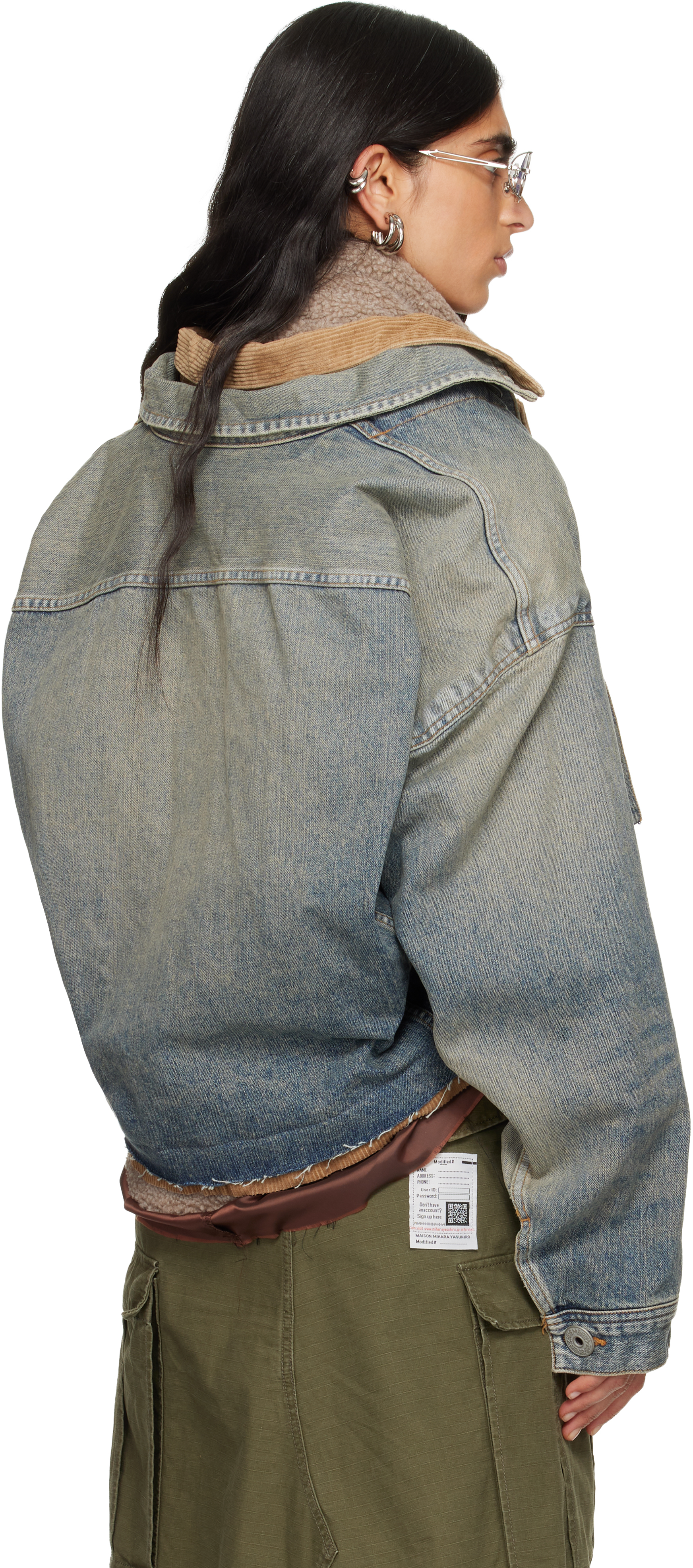 Miharayasuhiro Blue Triple Layered Denim Jacket In Purple