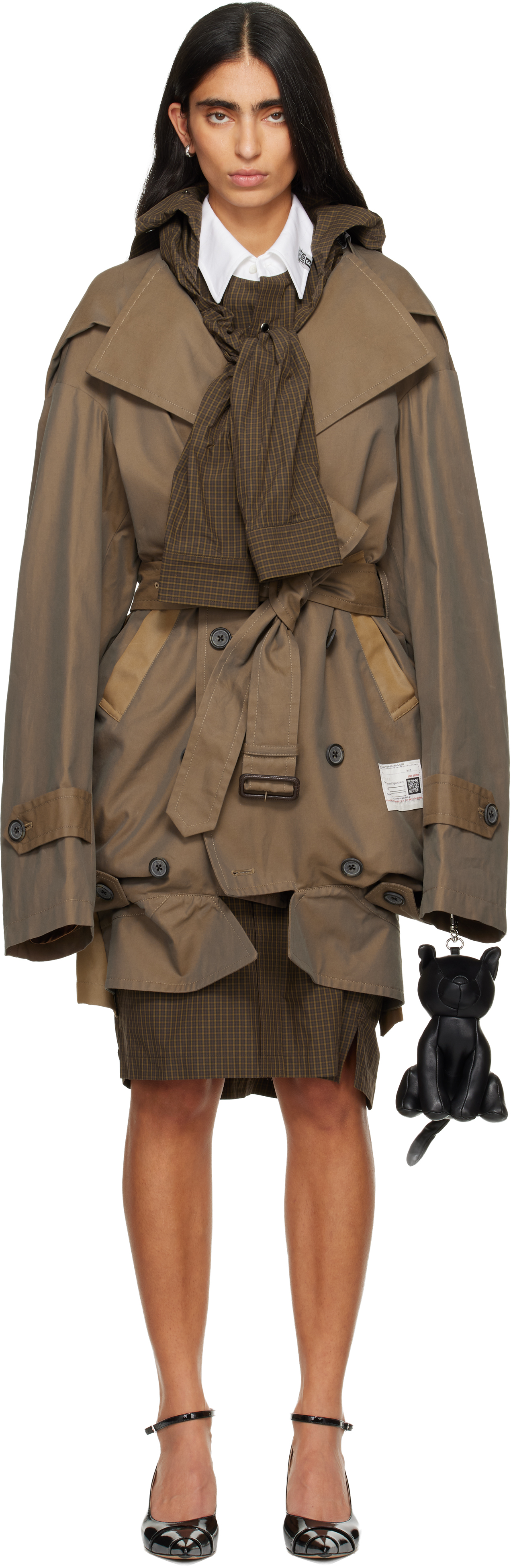 Brown Reversed Front Trench Coat