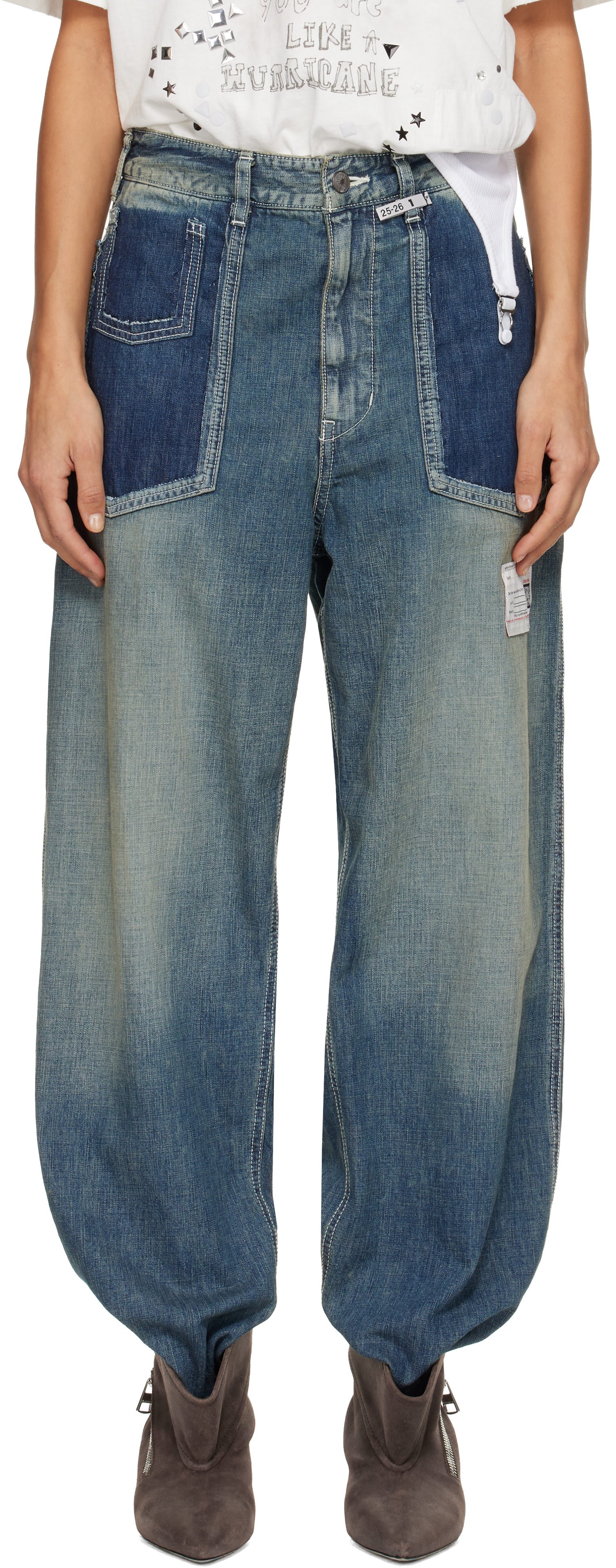 Miharayasuhiro Cut-out Pocket Jeans In Blue