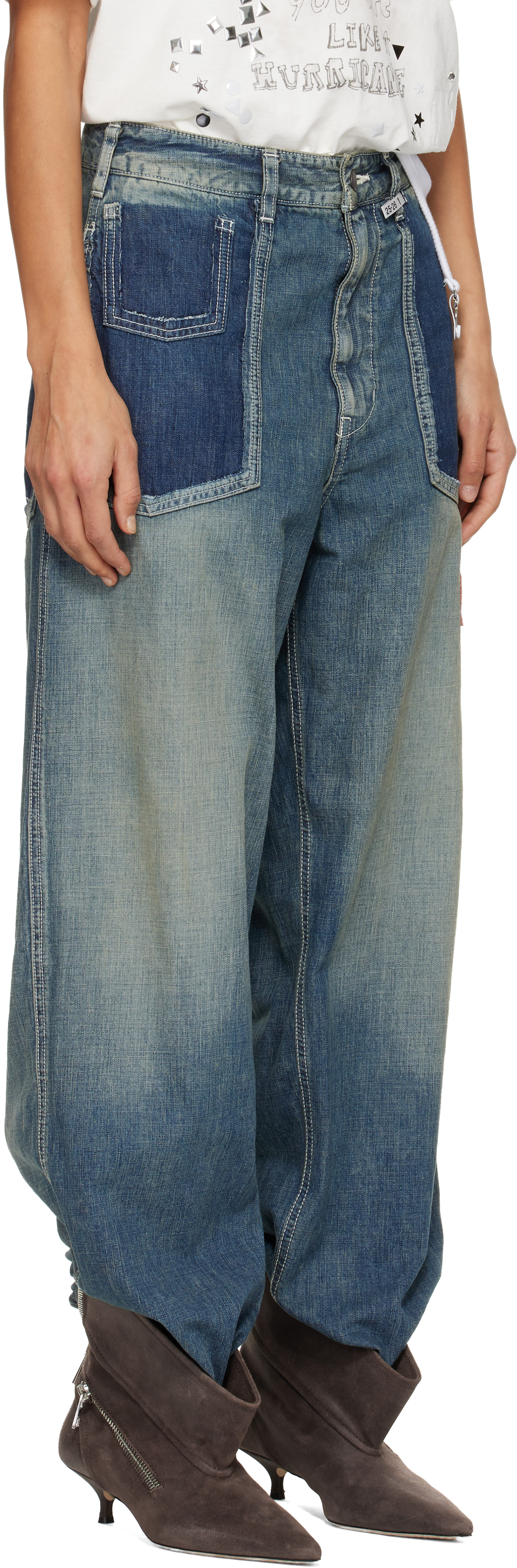 Miharayasuhiro Cut-out Pocket Jeans In Blue