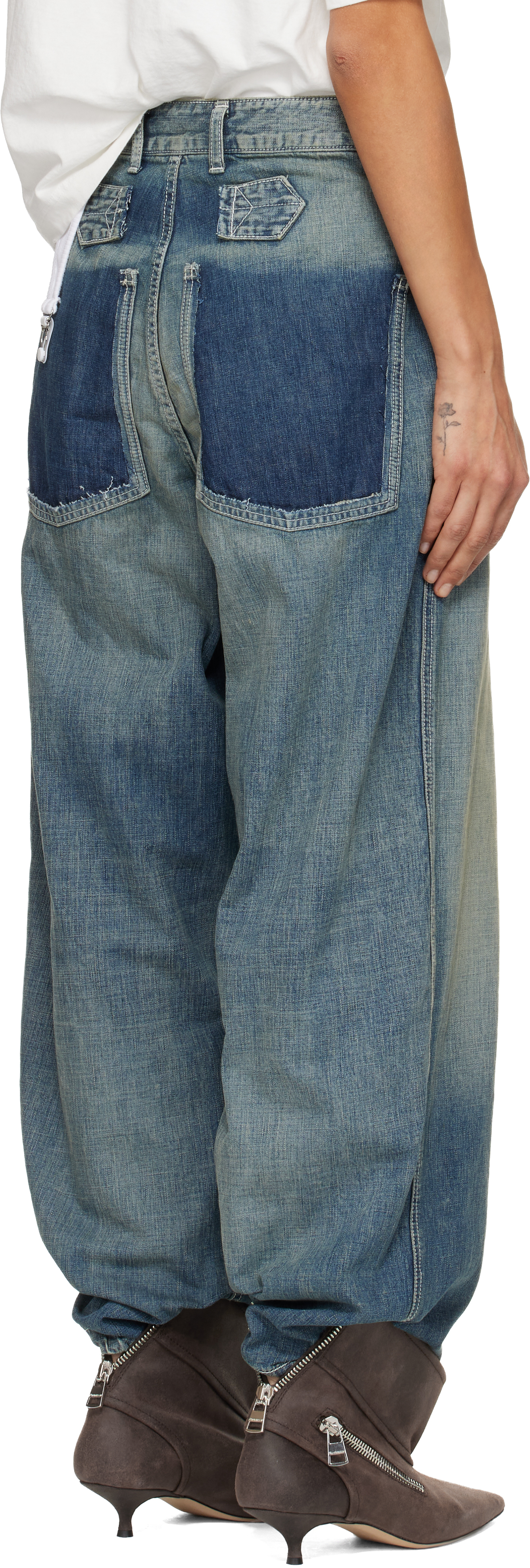 Miharayasuhiro Cut-out Pocket Jeans In Blue