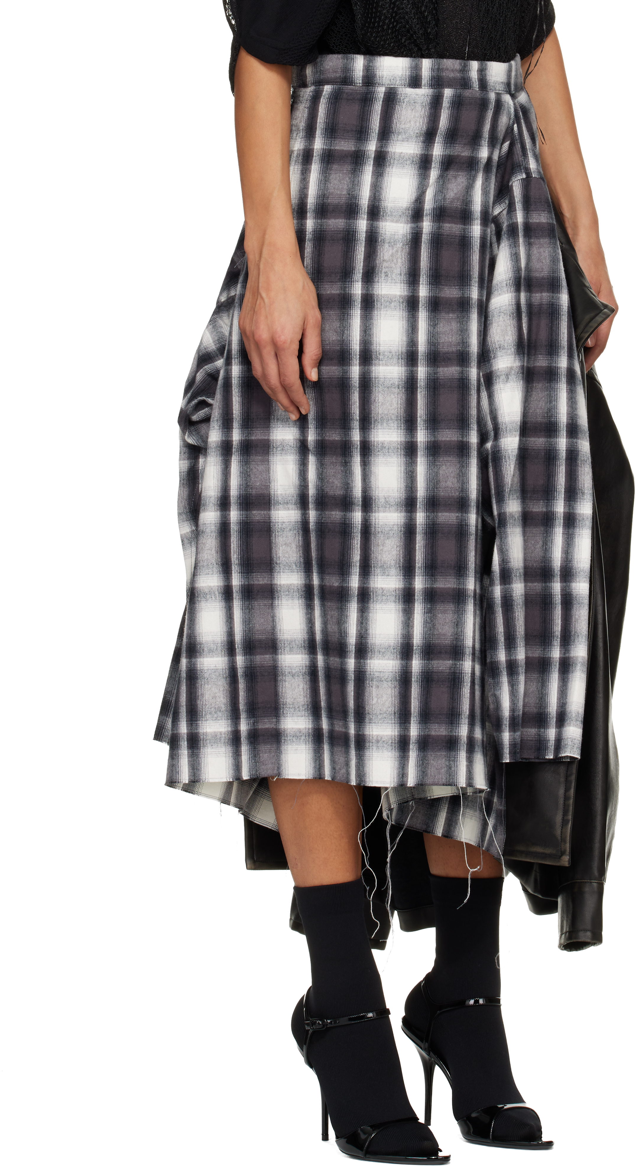 Miharayasuhiro Black & Gray Transform Coated Jacket Midi Skirt In Black