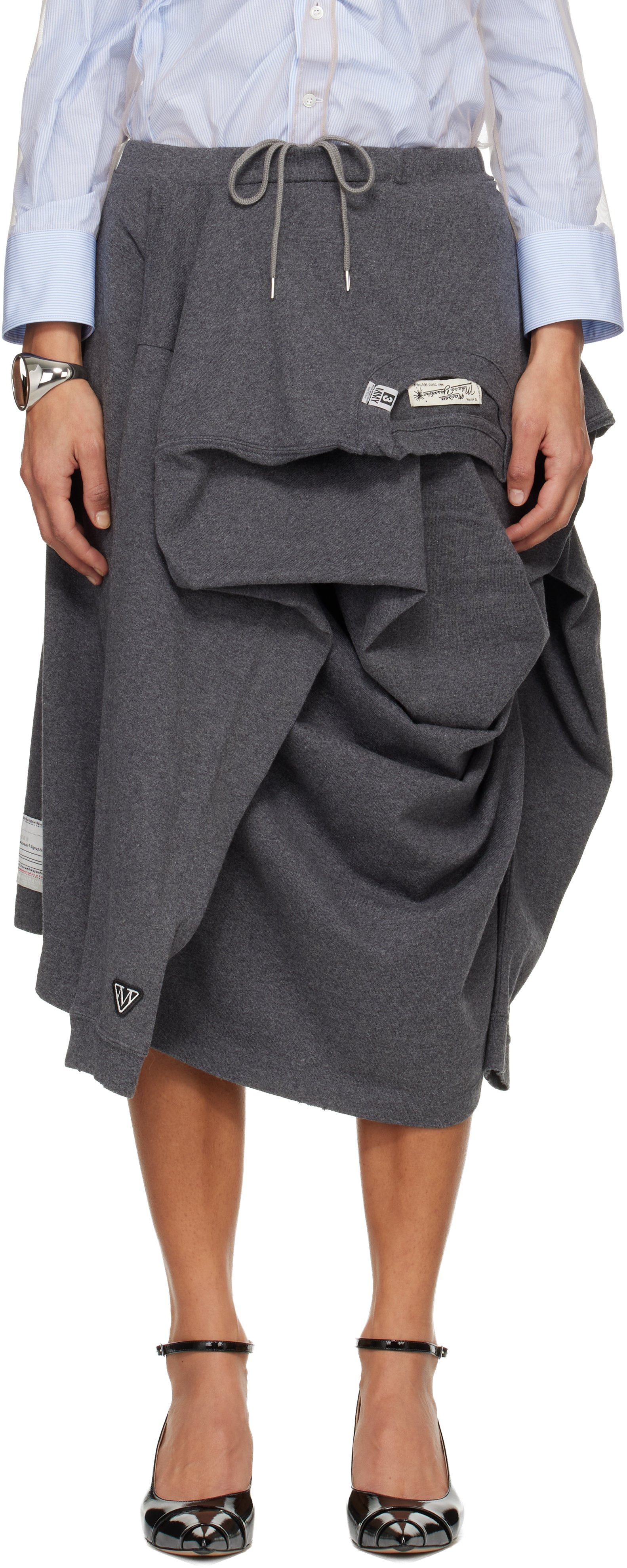 Miharayasuhiro Gray T-shirt Reconstructed Midi Skirt In Gray