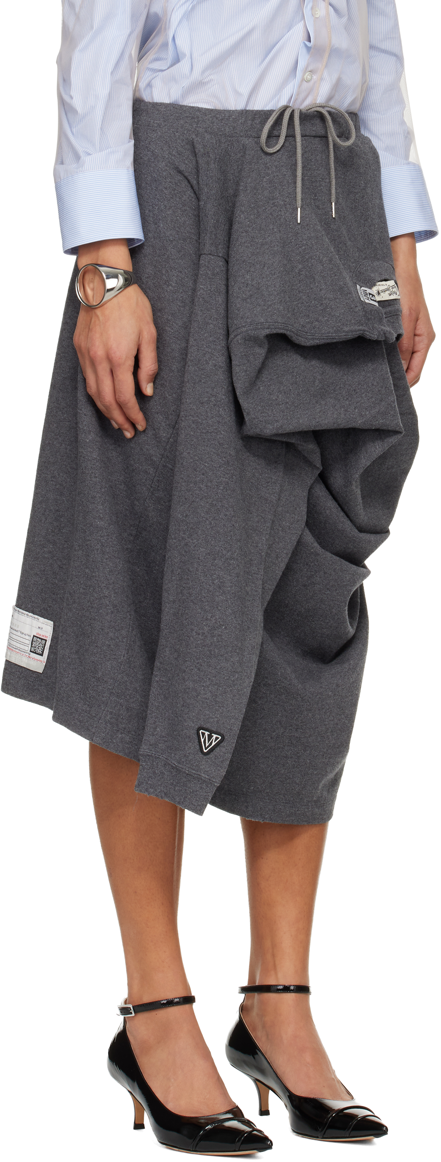 Miharayasuhiro Gray T-shirt Reconstructed Midi Skirt In Gray