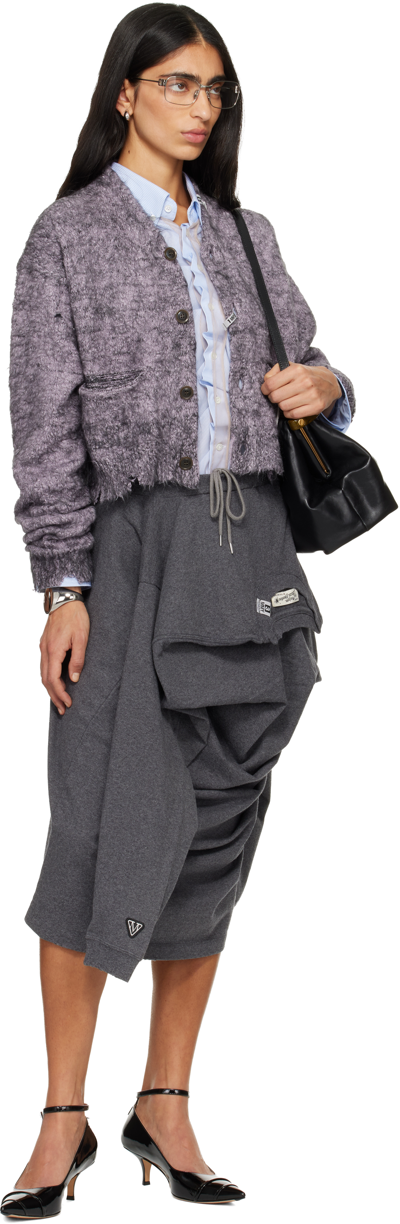 Miharayasuhiro Gray T-shirt Reconstructed Midi Skirt In Gray