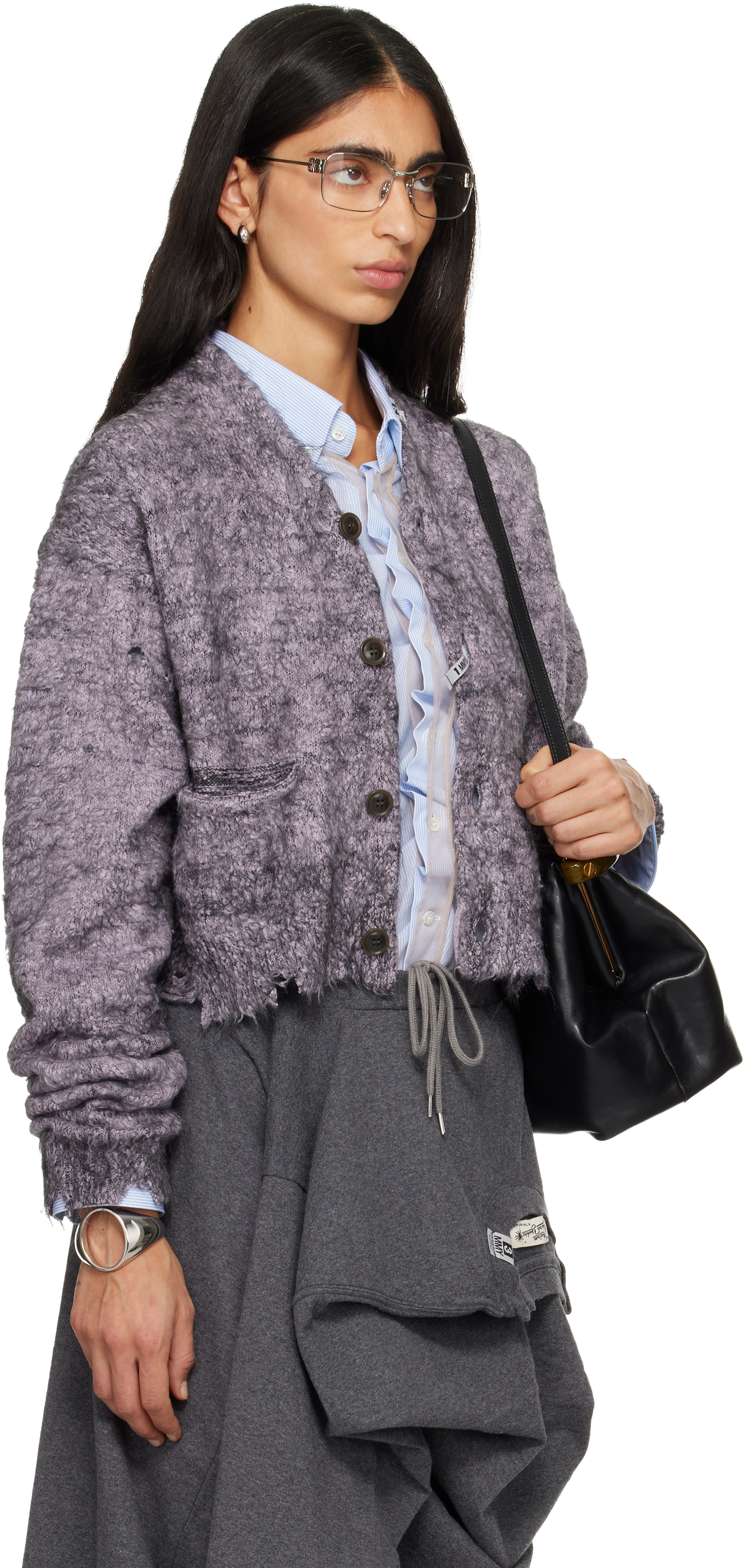Miharayasuhiro Purple Mohair Knit Cardigan In Multi