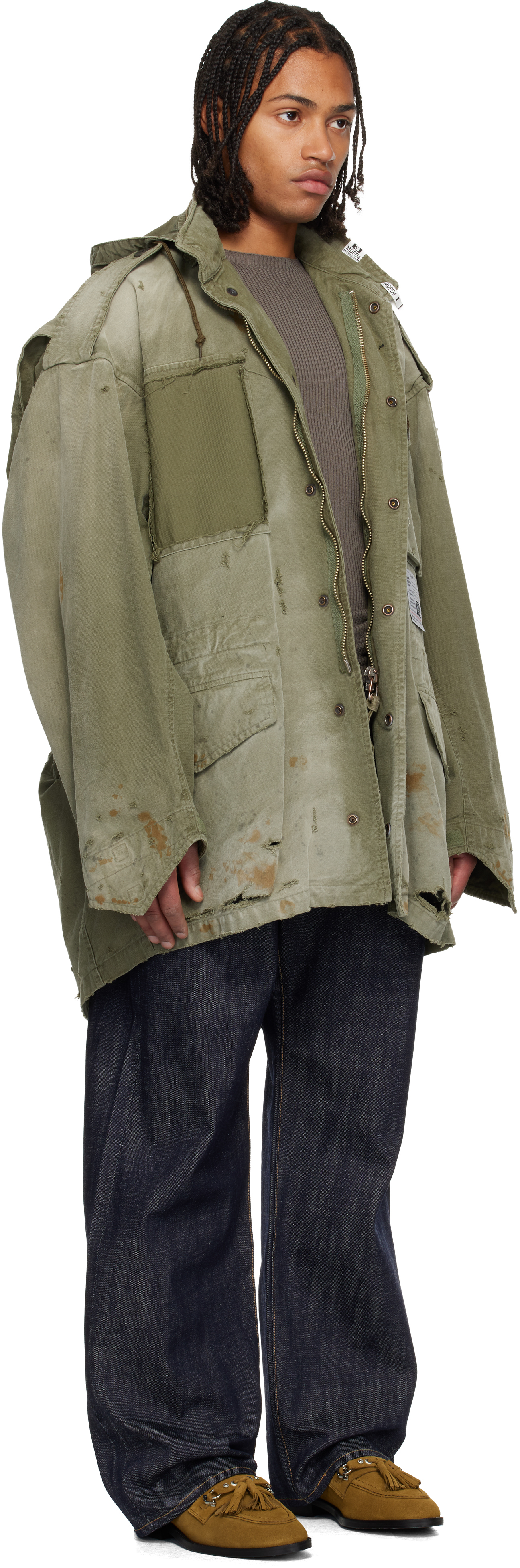 Miharayasuhiro Distressed Field Puffer Jackets Green In Green