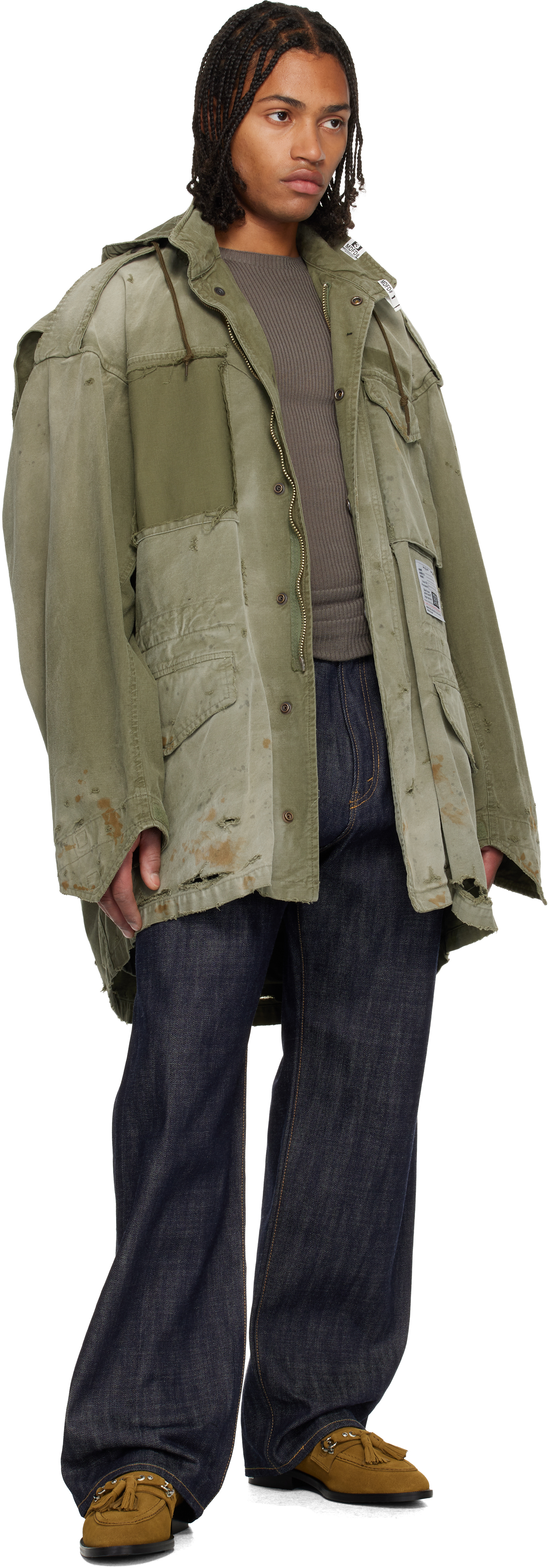 Miharayasuhiro Distressed Field Puffer Jackets Green In Green