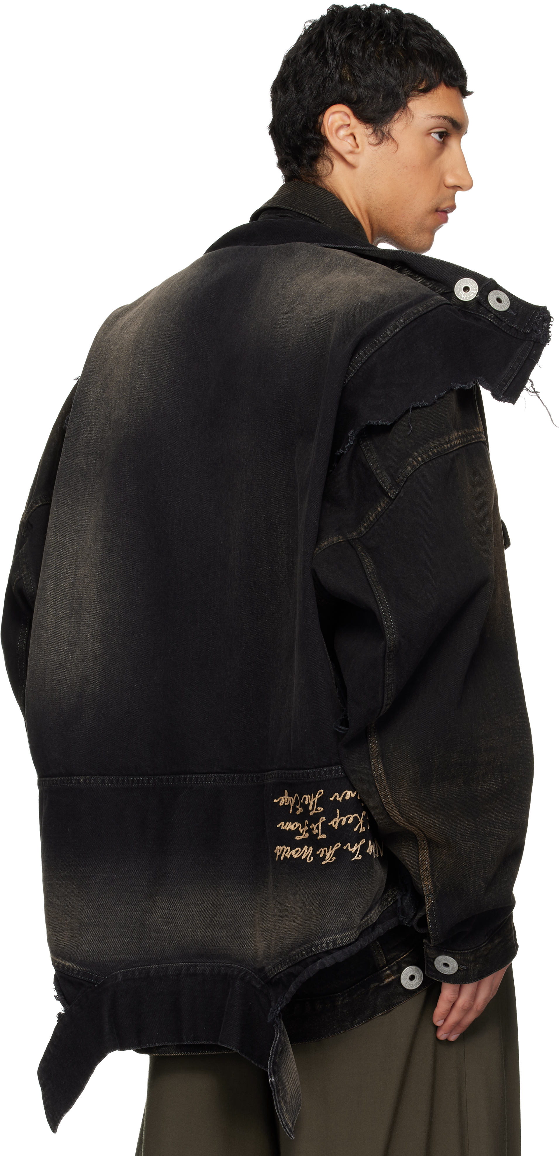 Miharayasuhiro Black Deconstructed Denim Jacket In Black