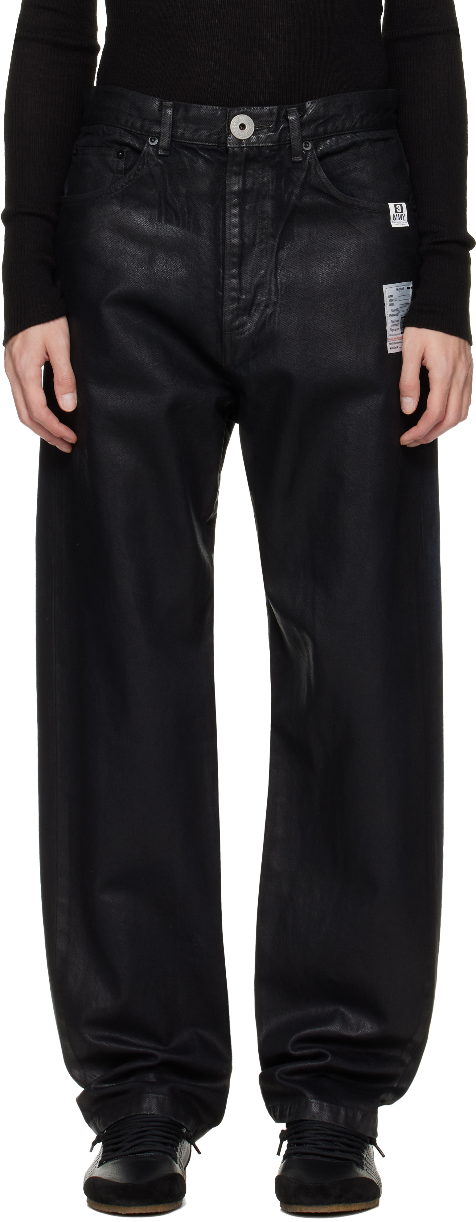 Miharayasuhiro Black & Blue Front Coated Denim Jeans In Purple