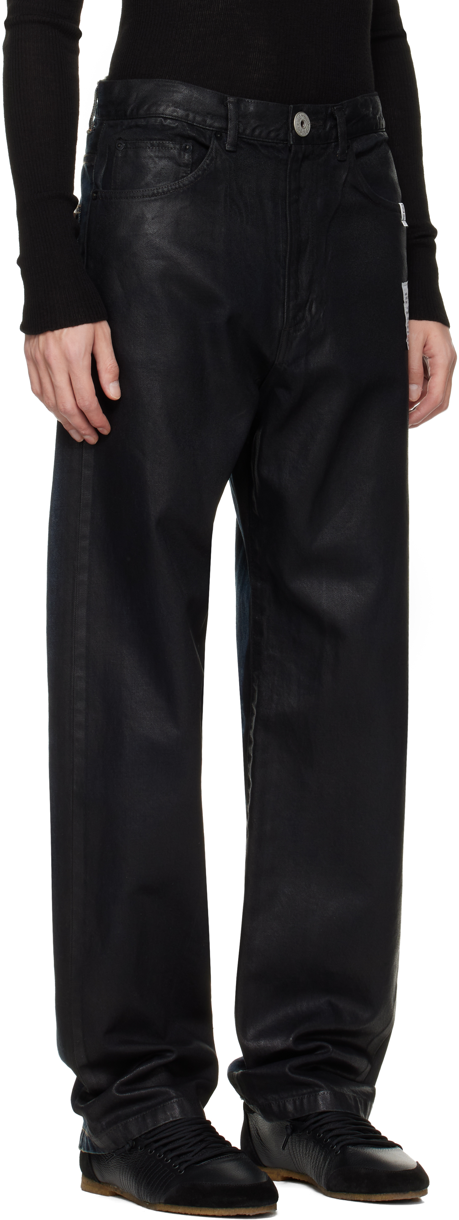 Miharayasuhiro Black & Blue Front Coated Denim Jeans In Purple