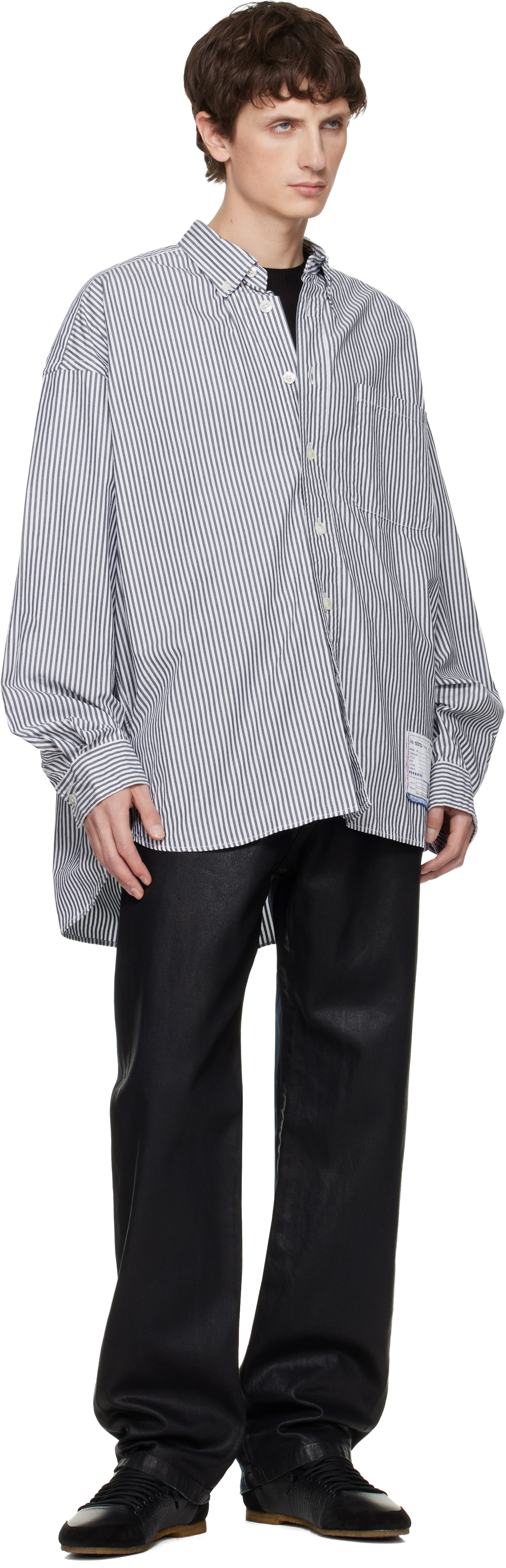 Miharayasuhiro Black & Blue Front Coated Denim Jeans In Purple