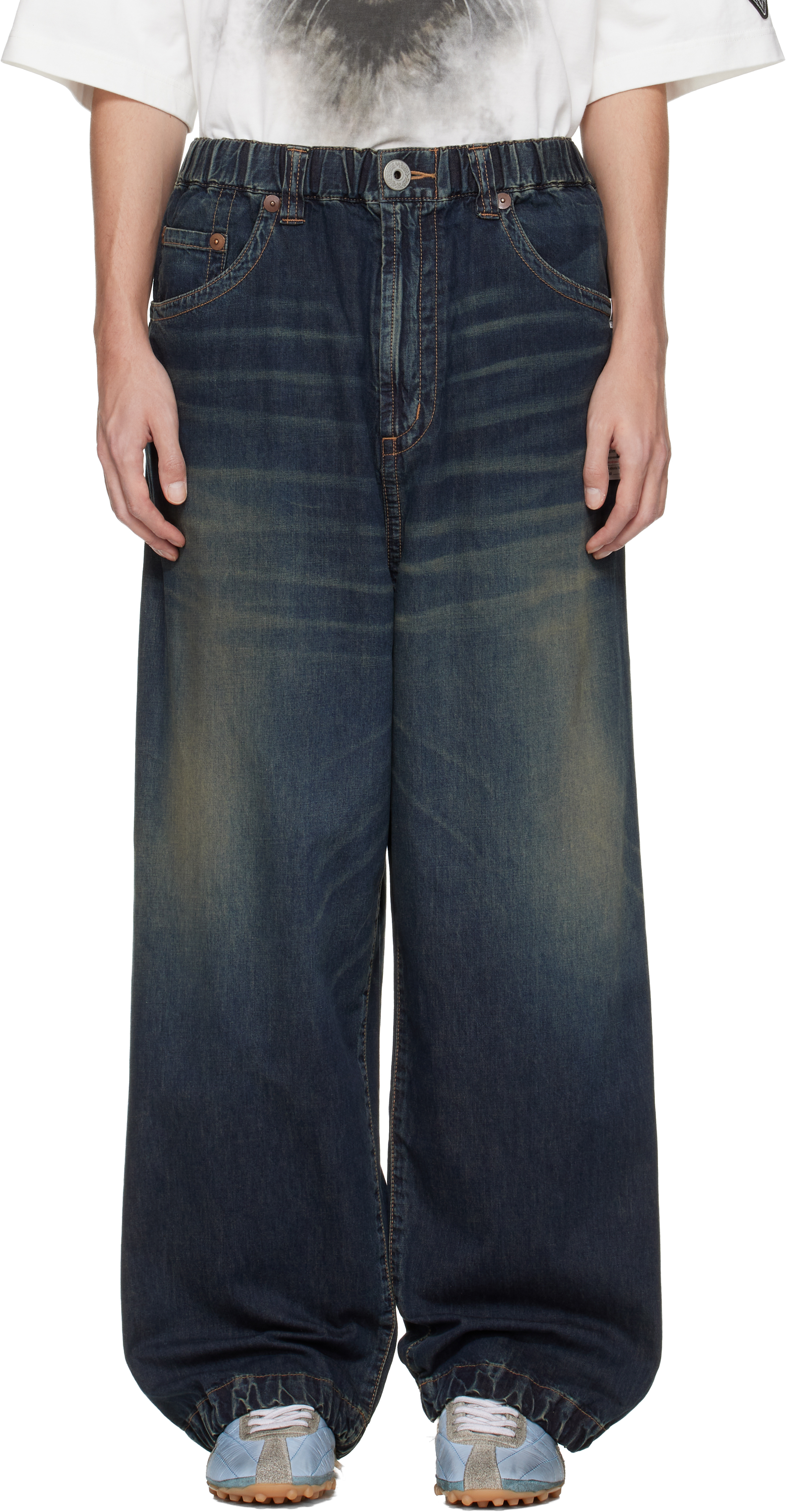 Miharayasuhiro Blue Light Denim Wide Jeans In Purple