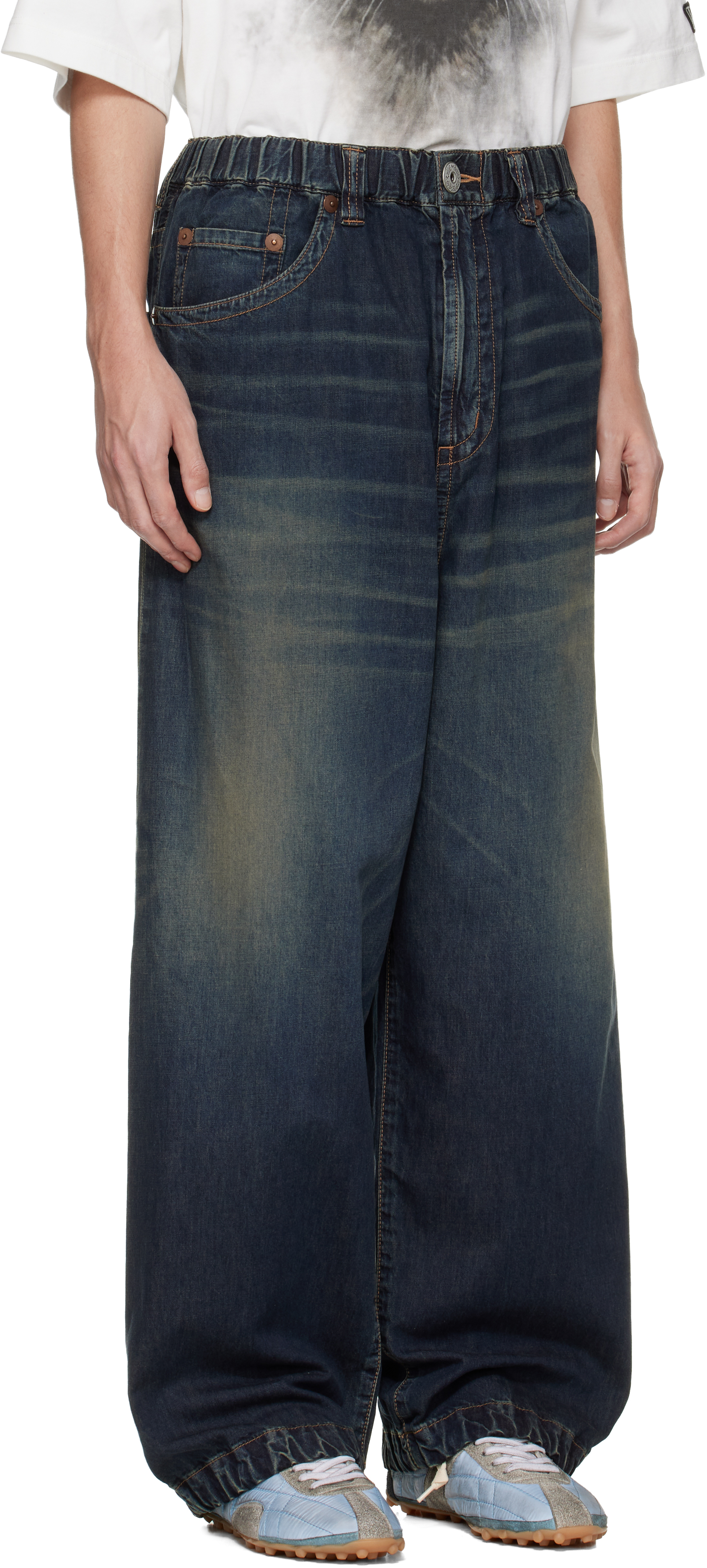 Miharayasuhiro Blue Light Denim Wide Jeans In Purple