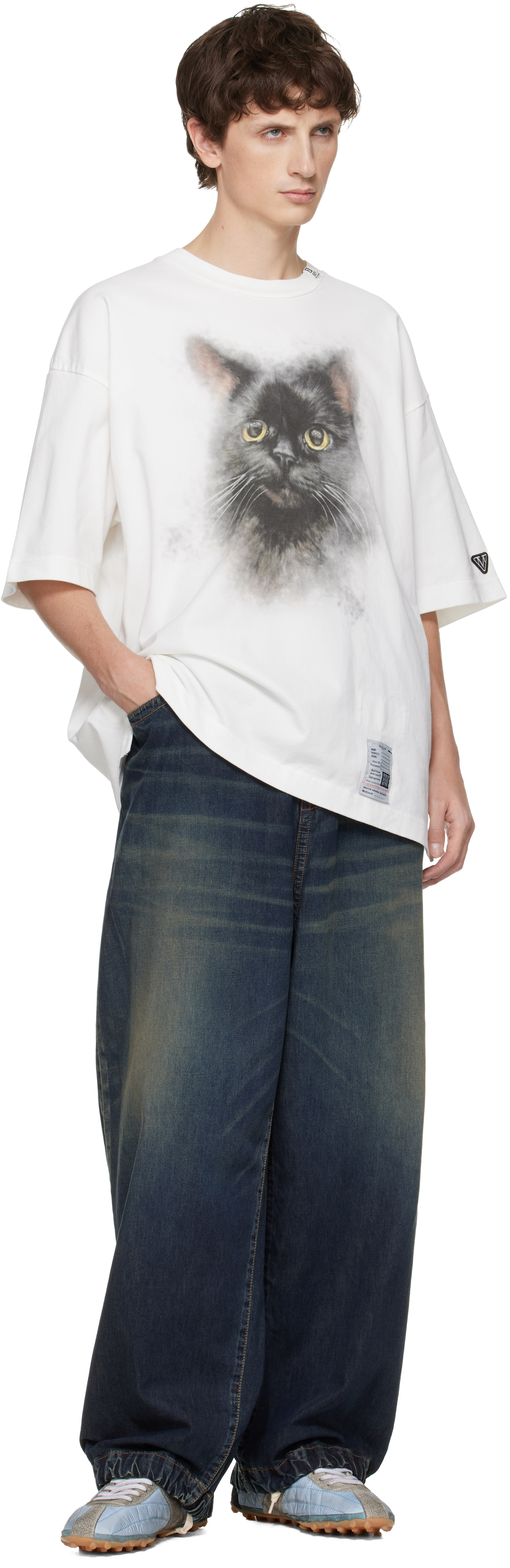 Miharayasuhiro Blue Light Denim Wide Jeans In Purple