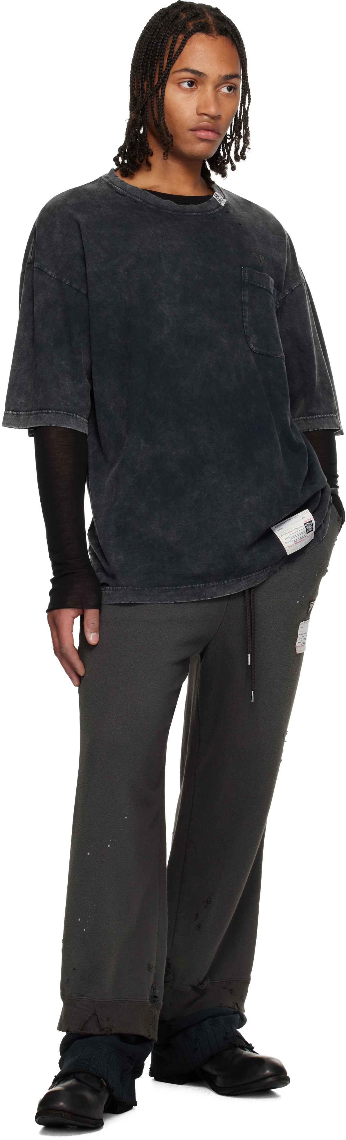 Miharayasuhiro Black Layered Sweatpants In Black