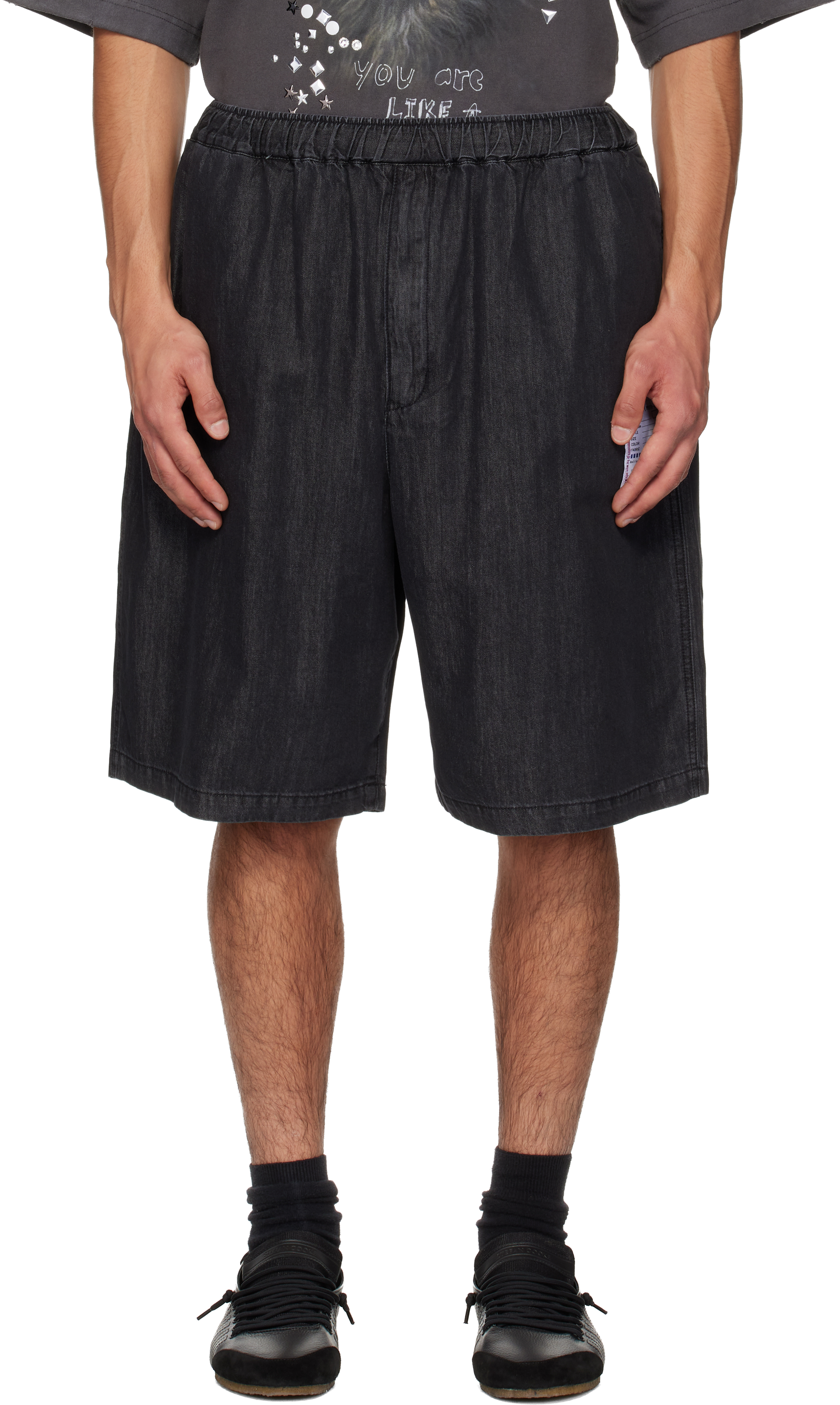 Maison MIHARA YASUHIROのブラック Cotton Tencel デニムショート