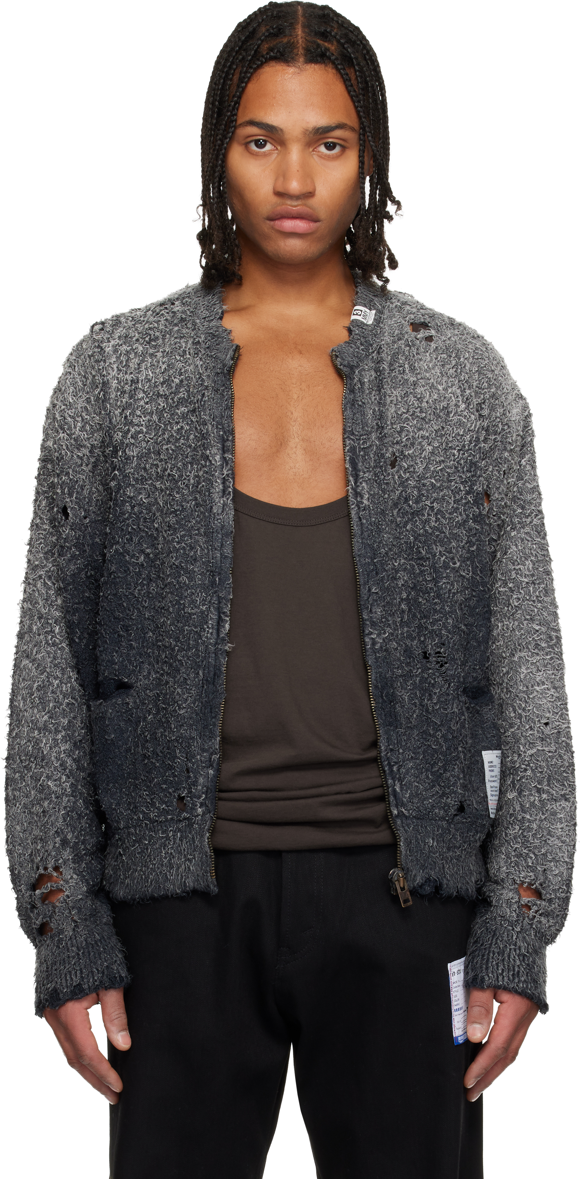 Maison MIHARA YASUHIROのブラック Sun Faded Like ニットカーディガン