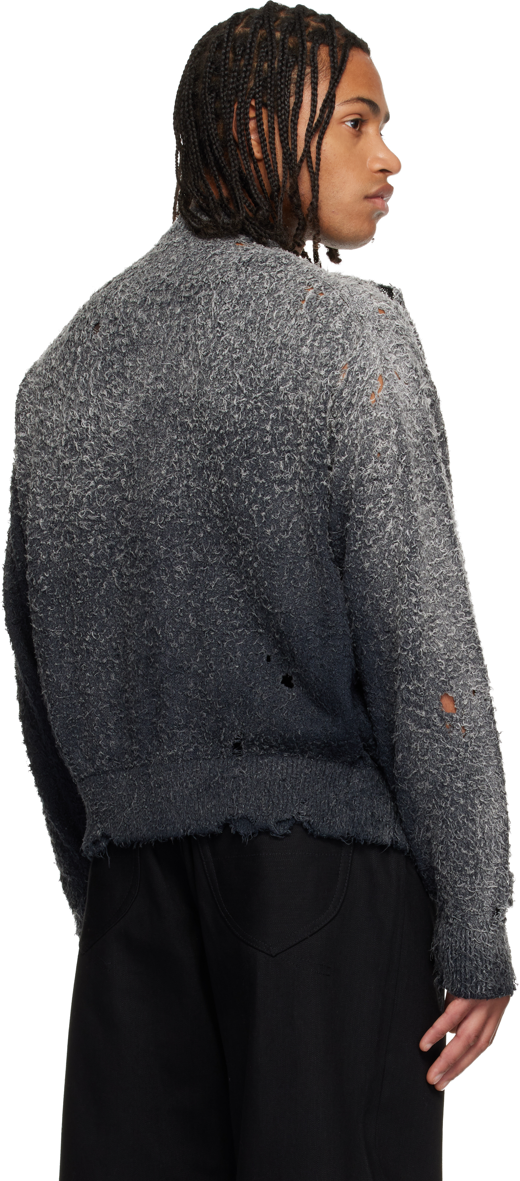 Miharayasuhiro Black Sun Faded Like Knit Cardigan In Black