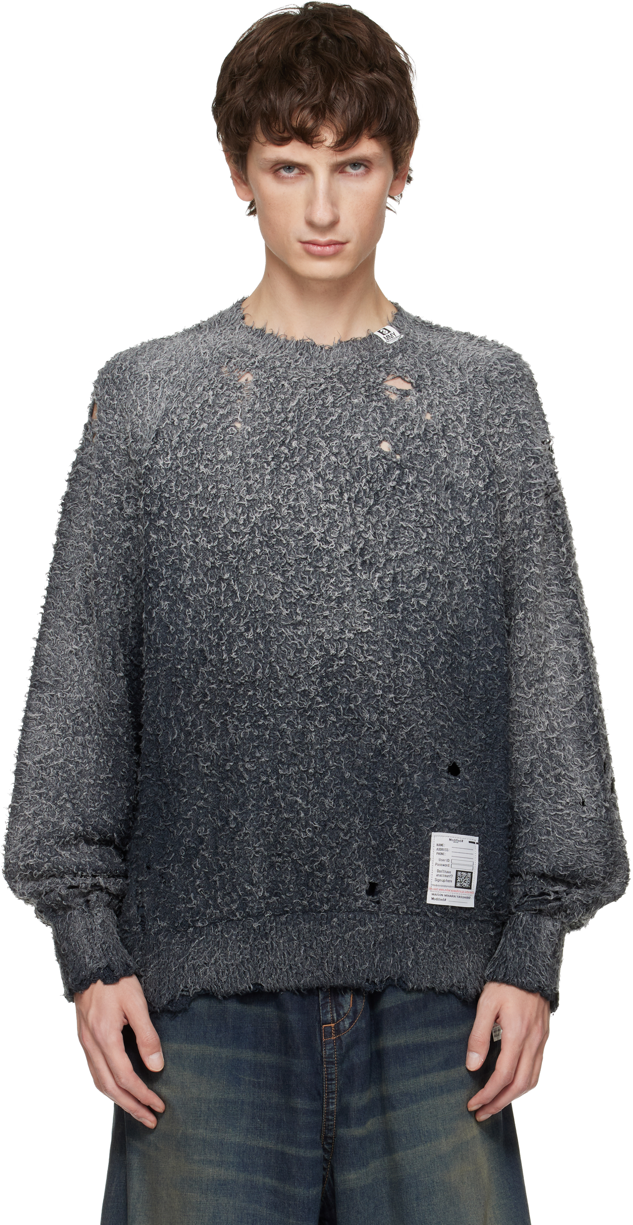 Miharayasuhiro Gray Sun Faded Like Sweater In Black