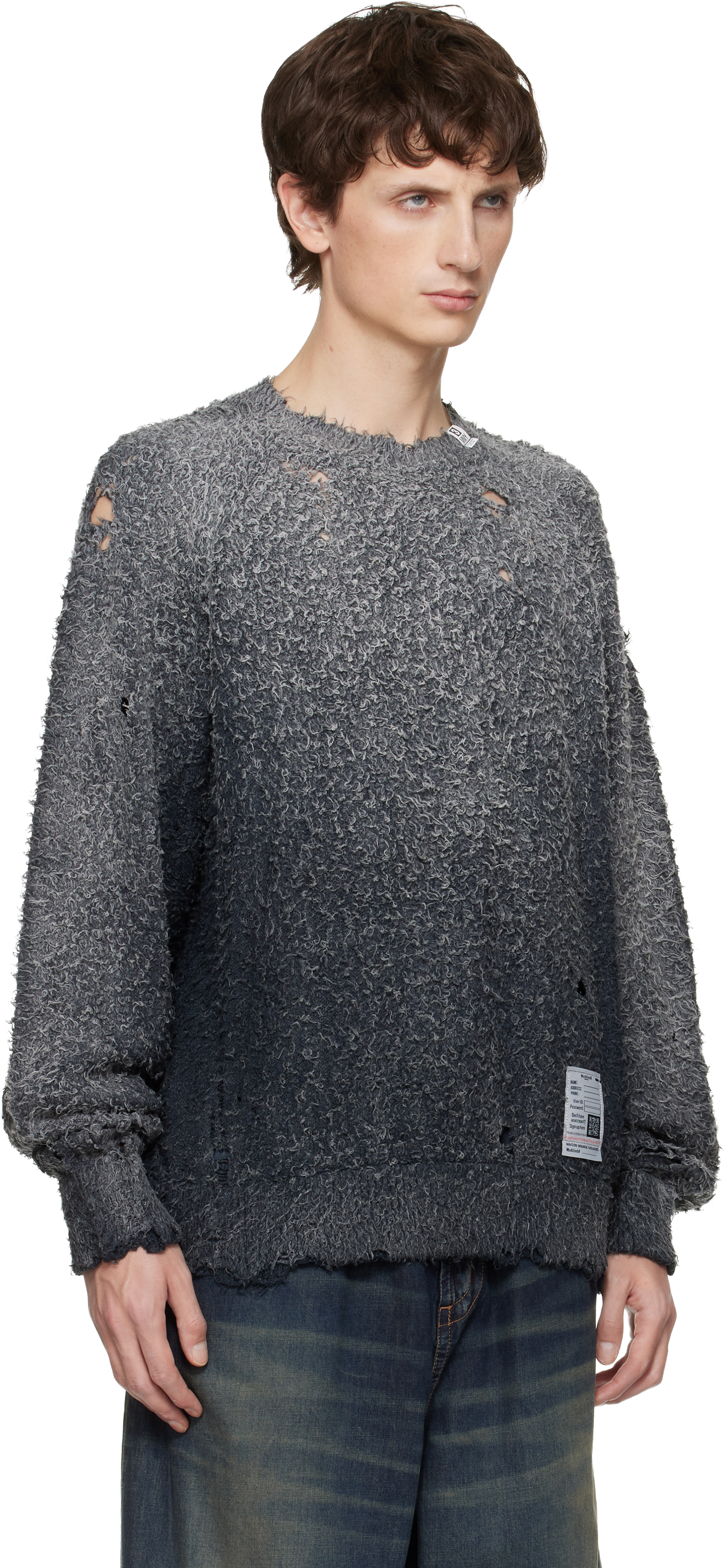 Miharayasuhiro Gray Sun Faded Like Sweater In Black