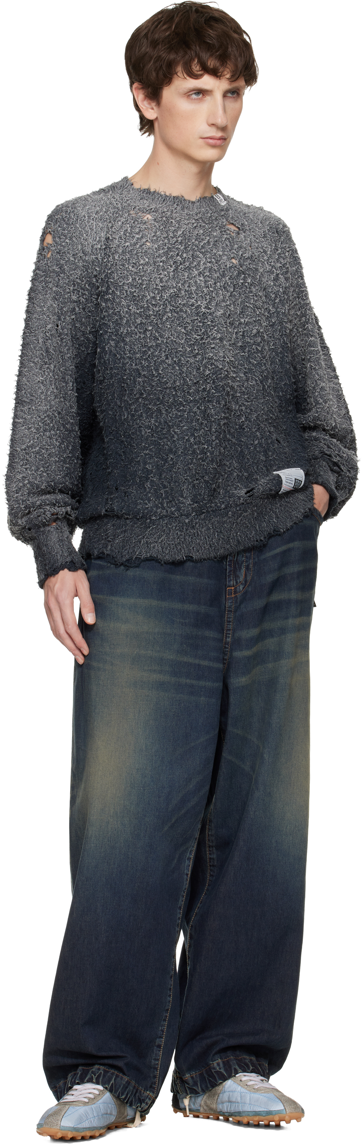 Miharayasuhiro Gray Sun Faded Like Sweater In Black