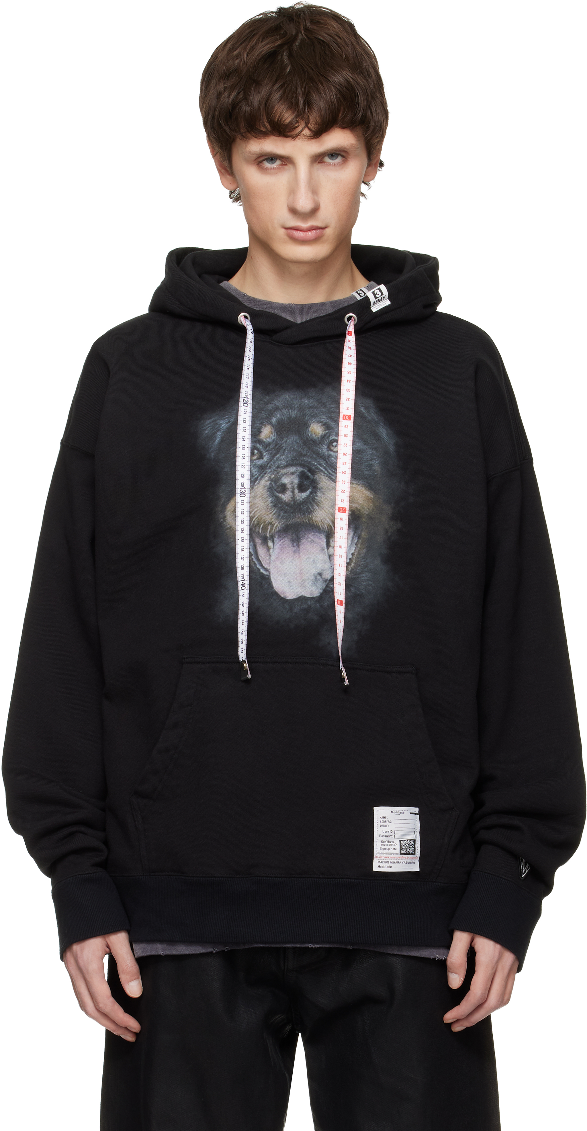 Miharayasuhiro Black Dog Printed Hoodie In Black