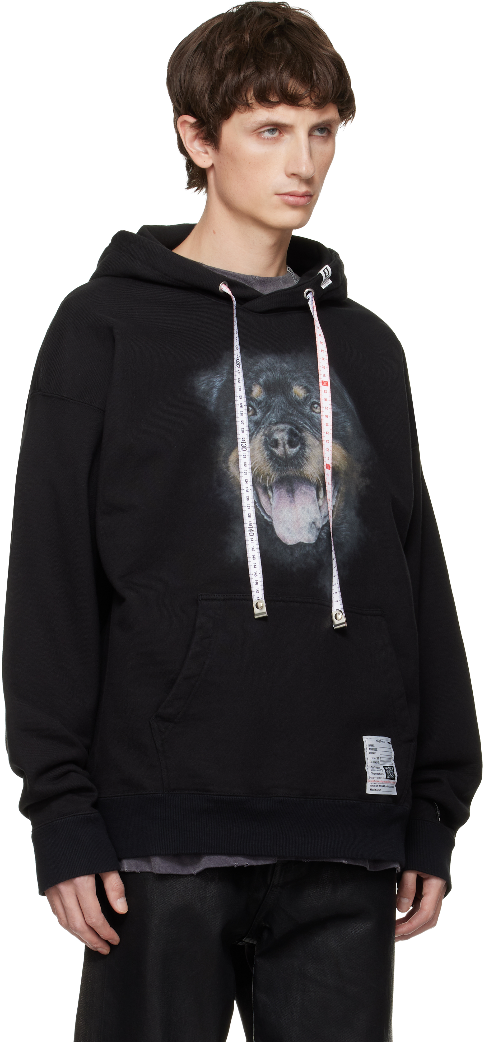 Miharayasuhiro Black Dog Printed Hoodie In Black