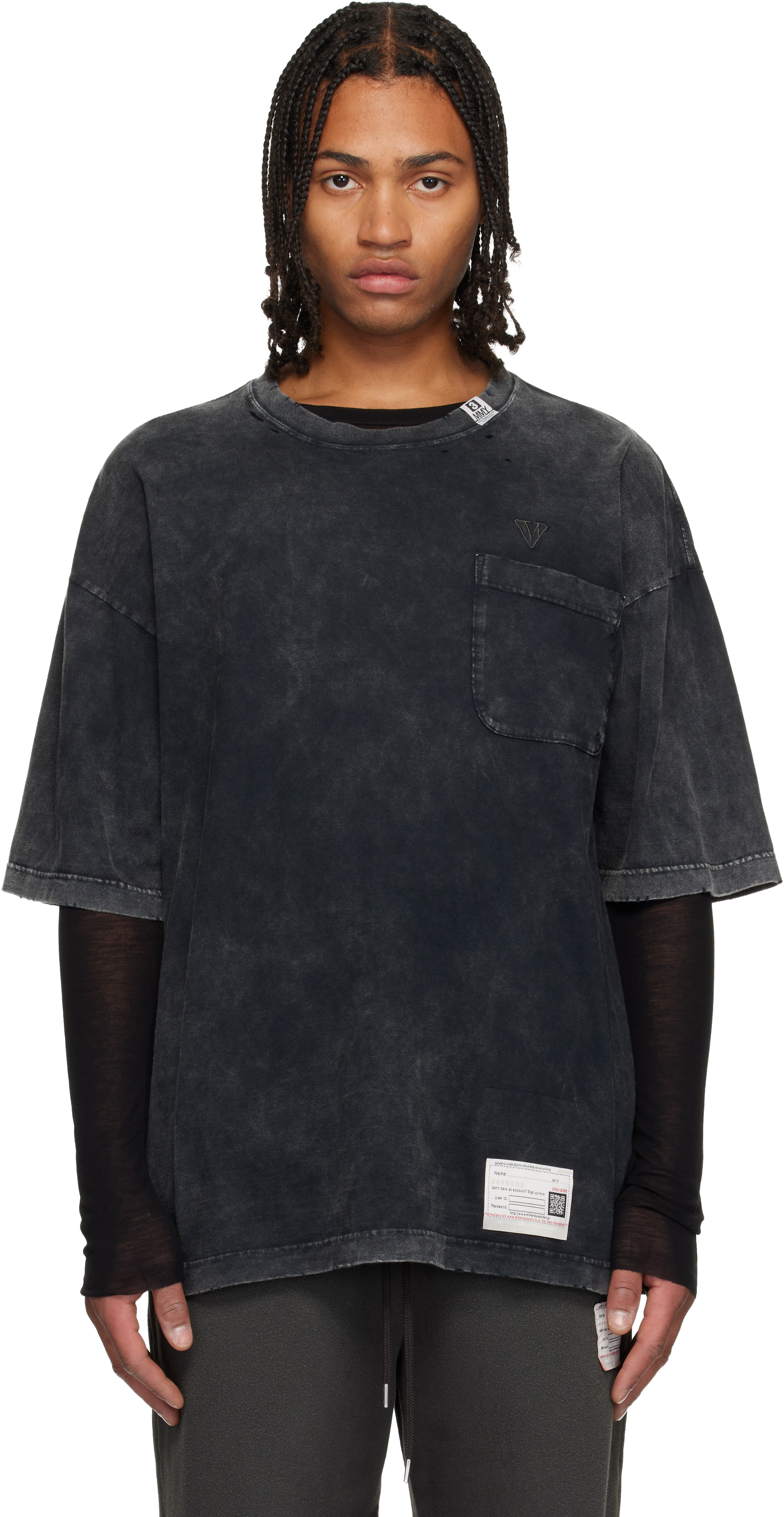 Black Bleached T-shirt by Maison MIHARA YASUHIRO on Sale