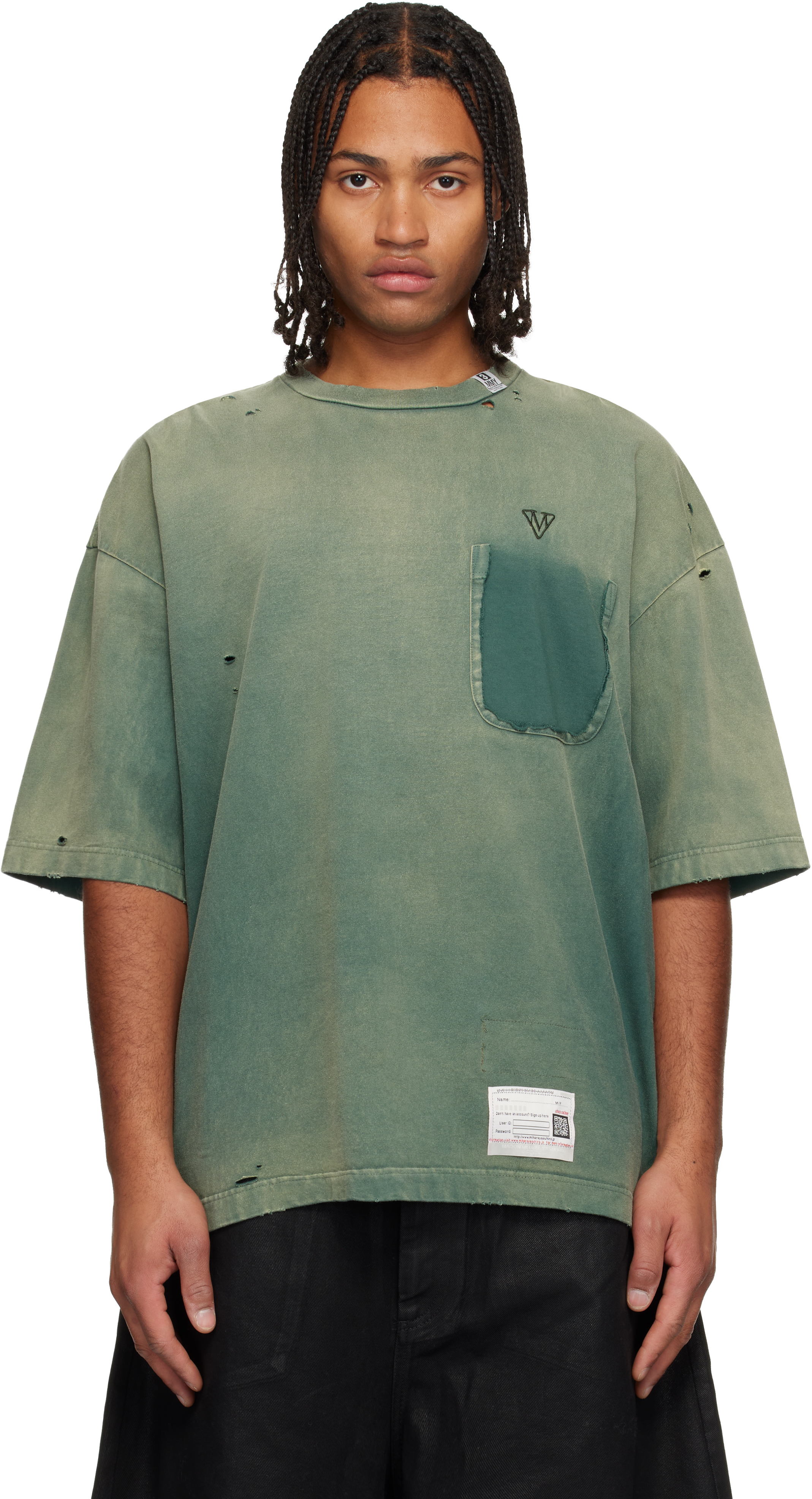 Green Sun Faded Like T-shirt by Maison MIHARA YASUHIRO on Sale