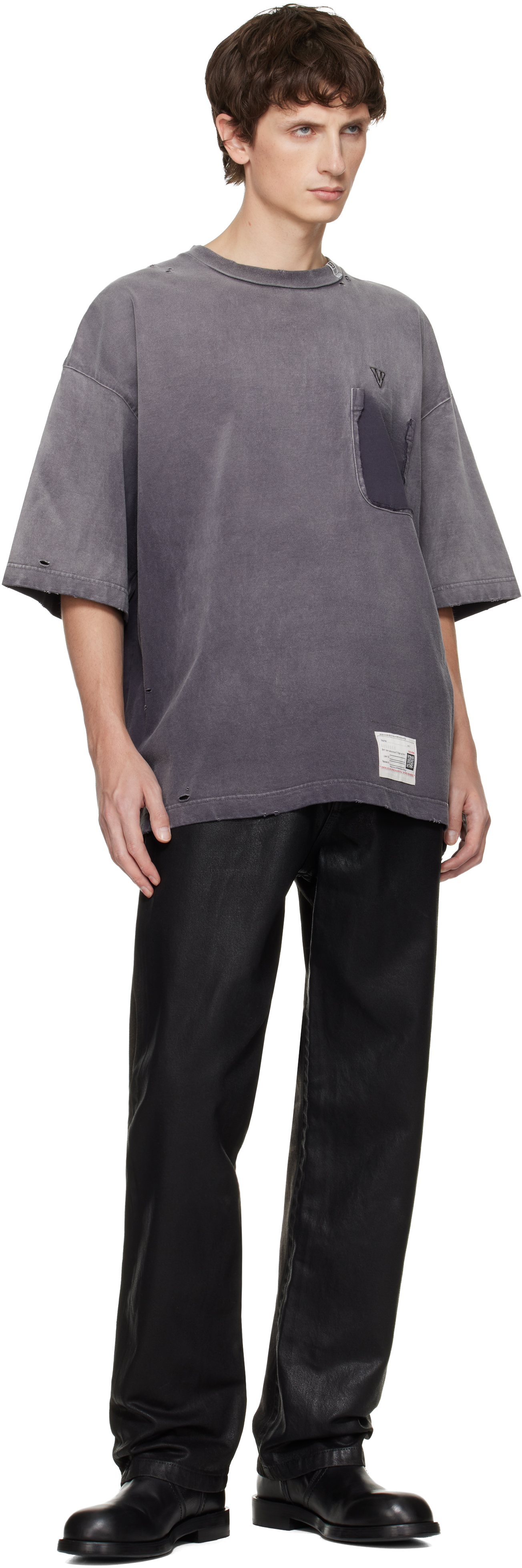 Miharayasuhiro Black Sun Faded Like T-shirt In Gray