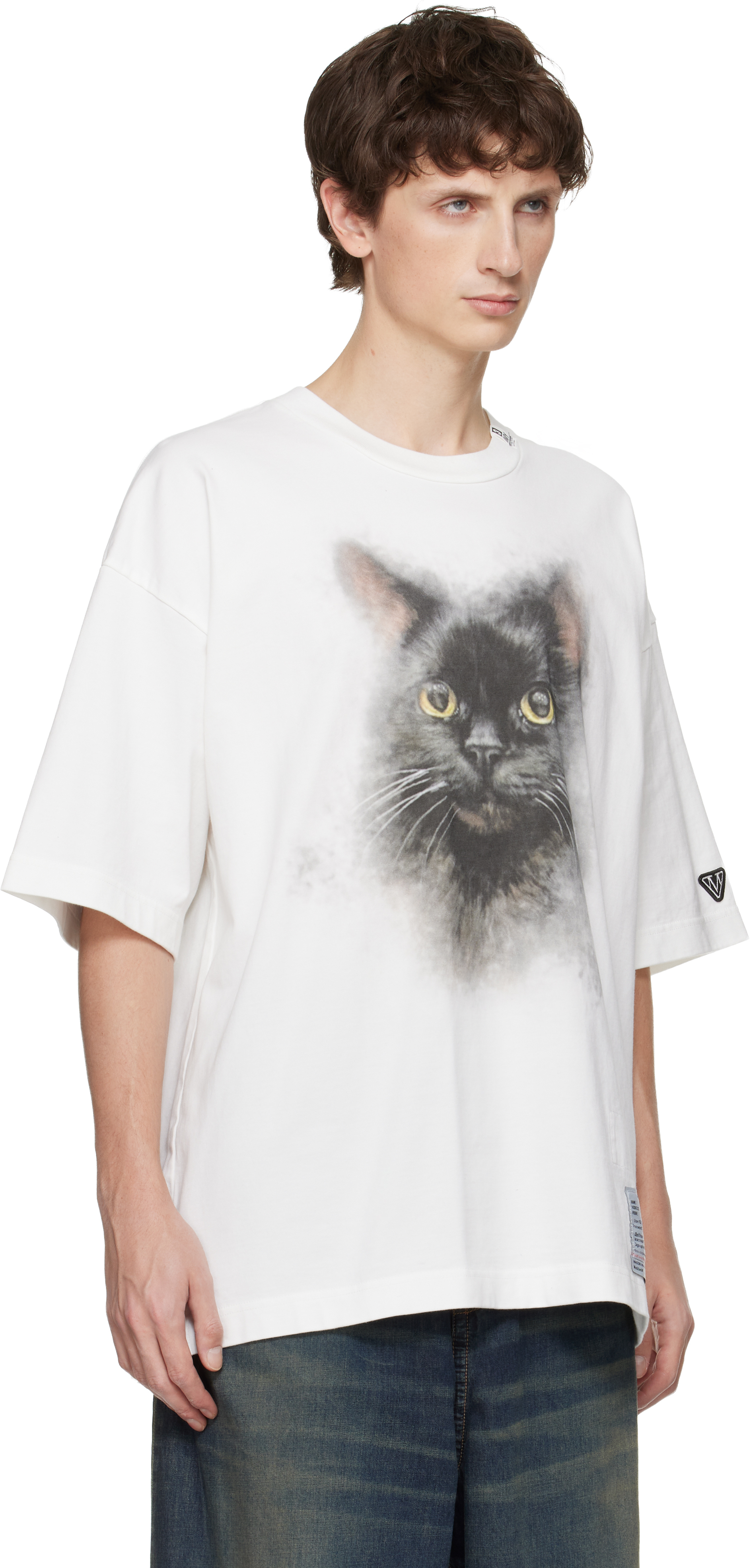 Miharayasuhiro White Cat Printed T-shirt In White