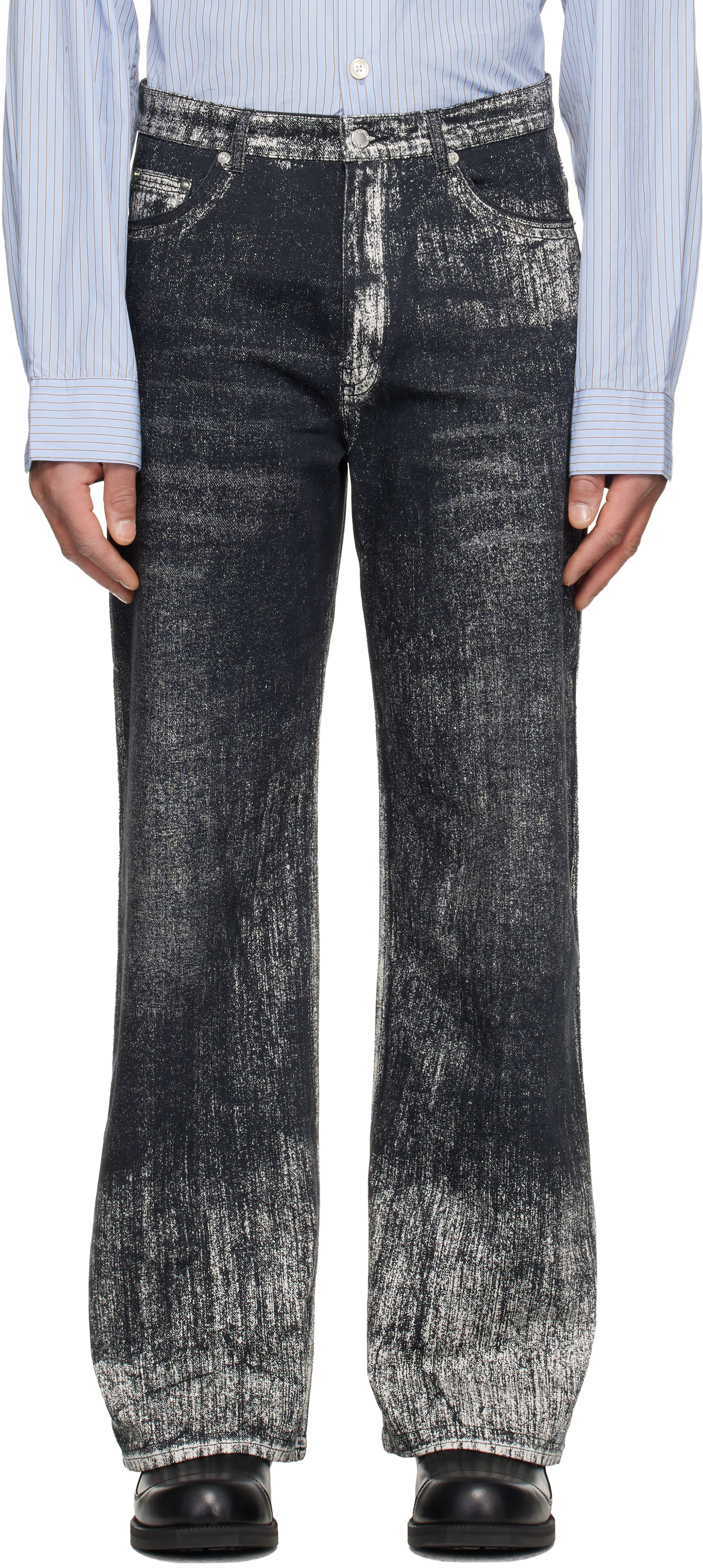 Camperlab Black Paint Print Jeans In Blue