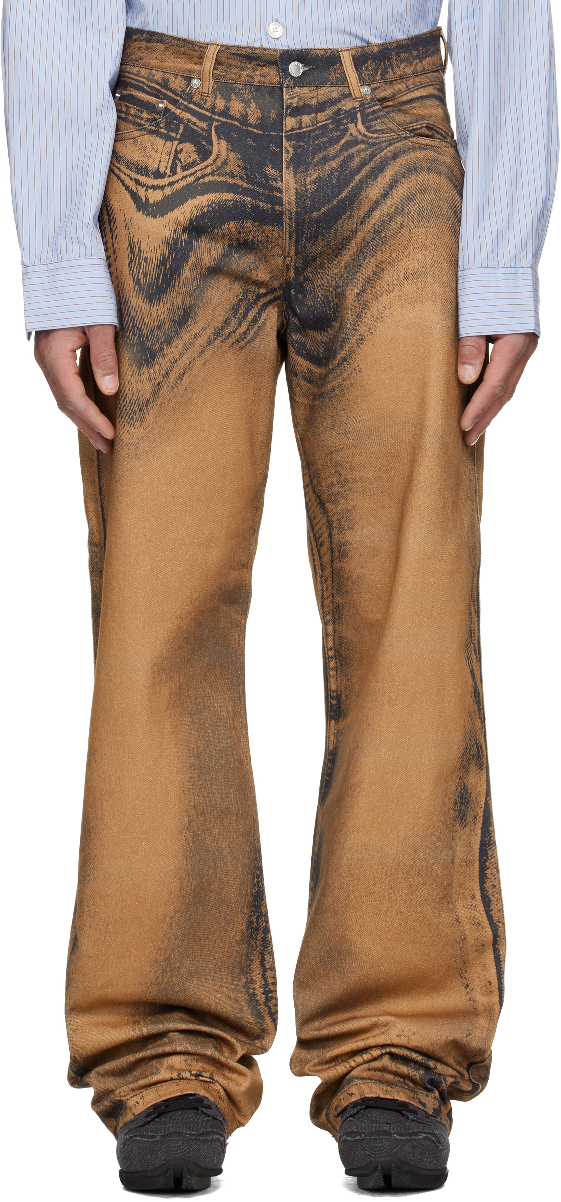 Camperlab Brown Distorted Print Jeans In Multi
