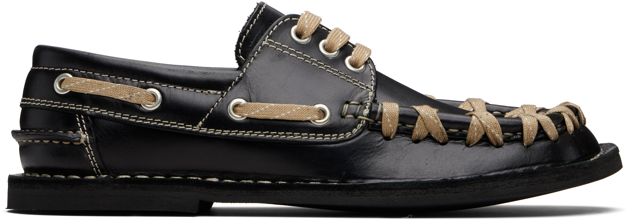 Camperlab Black Eki Boat Shoes In Animal Print