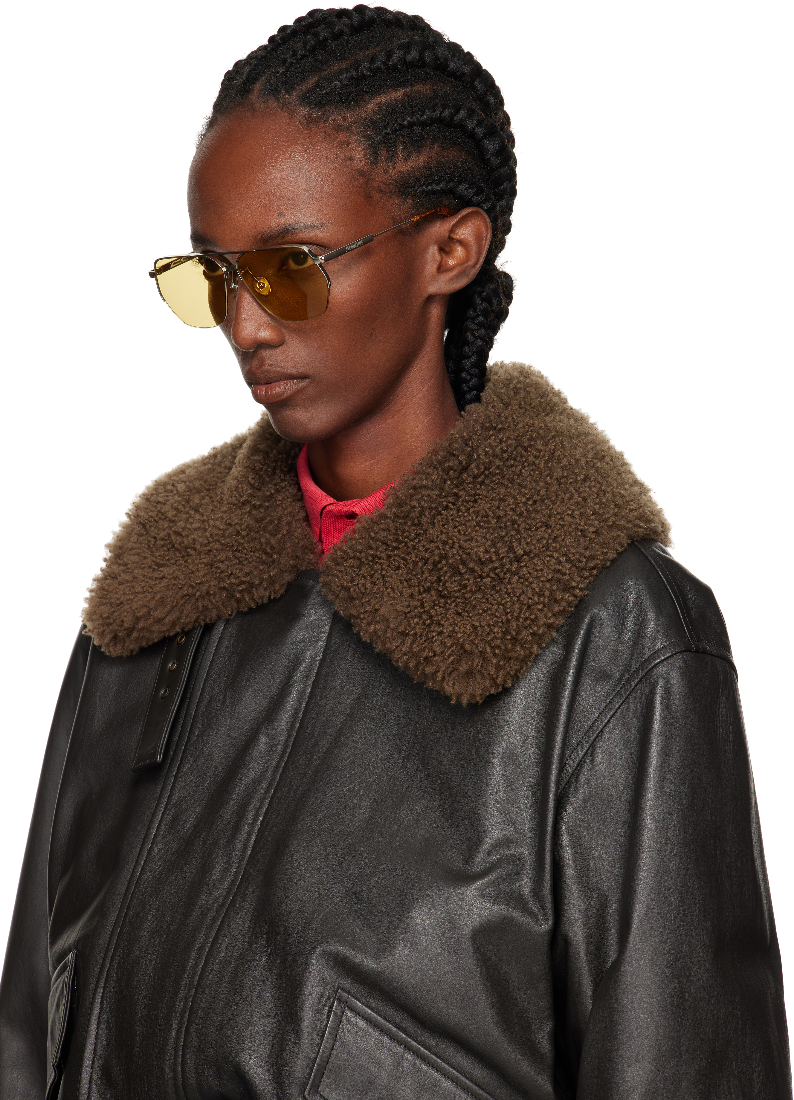 Jacquemus Silver La Croisière 'the Aviador' Sunglasses In Blue