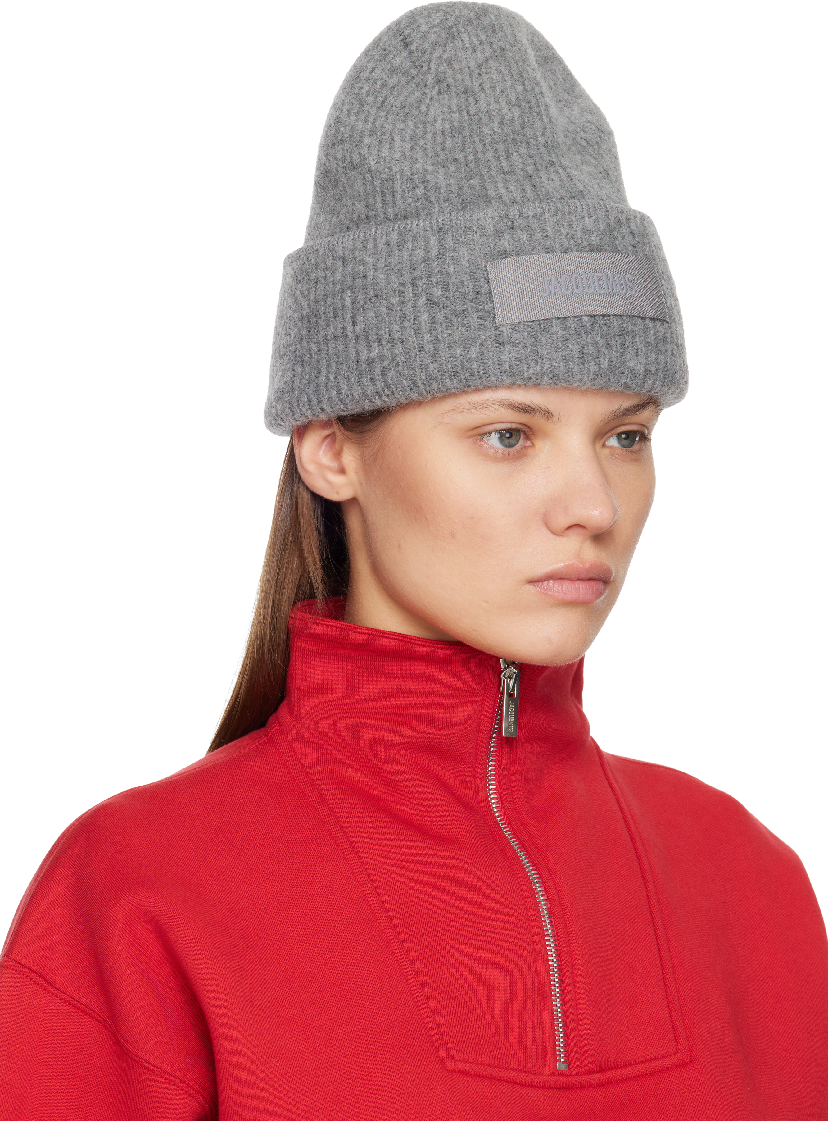 Jacquemus Gray La Casa 'the Gros Grain' Beanie In Gray