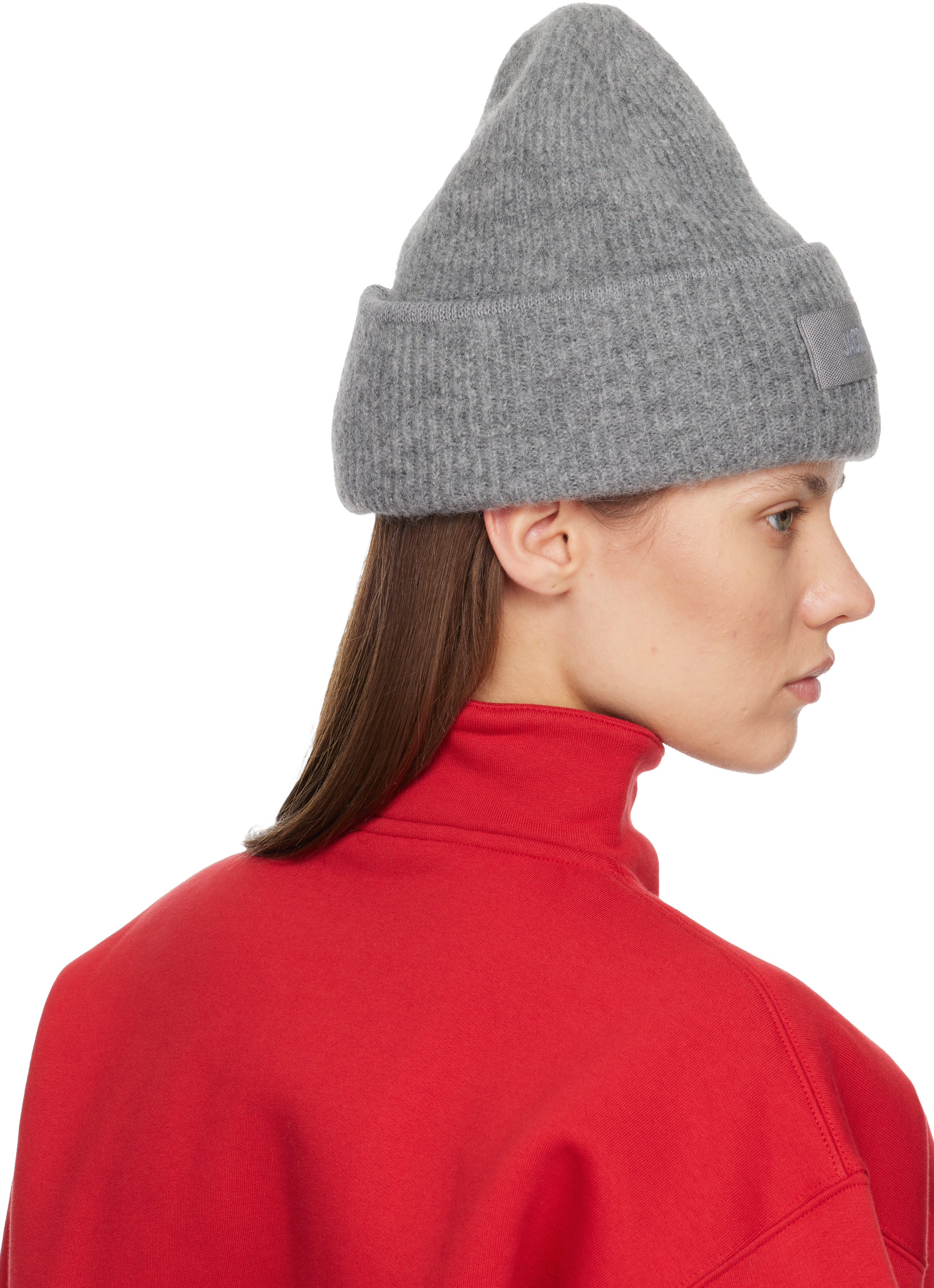 Jacquemus Gray La Casa 'the Gros Grain' Beanie In Gray