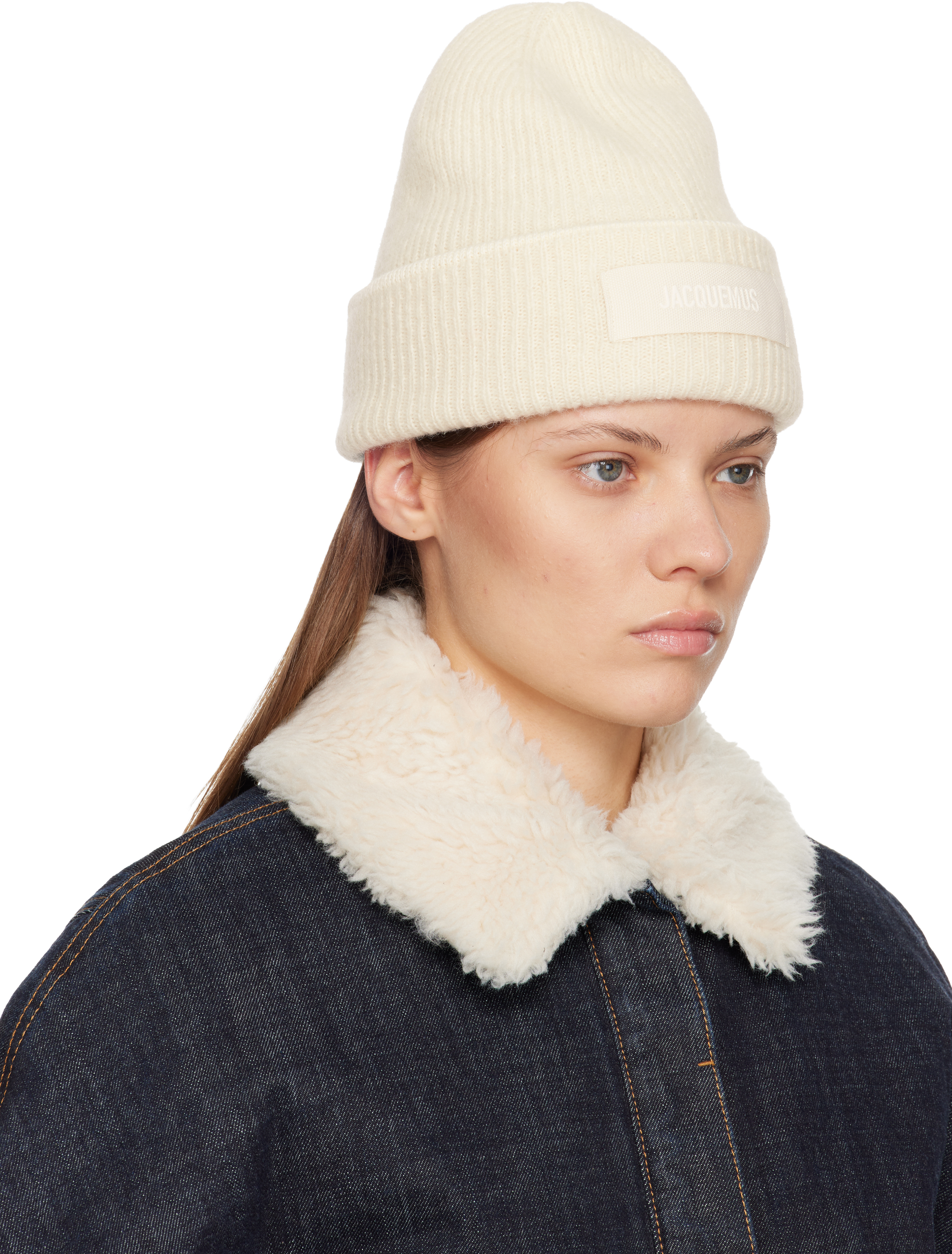 Jacquemus Off-white La Casa 'the Gros Grain' Beanie In White