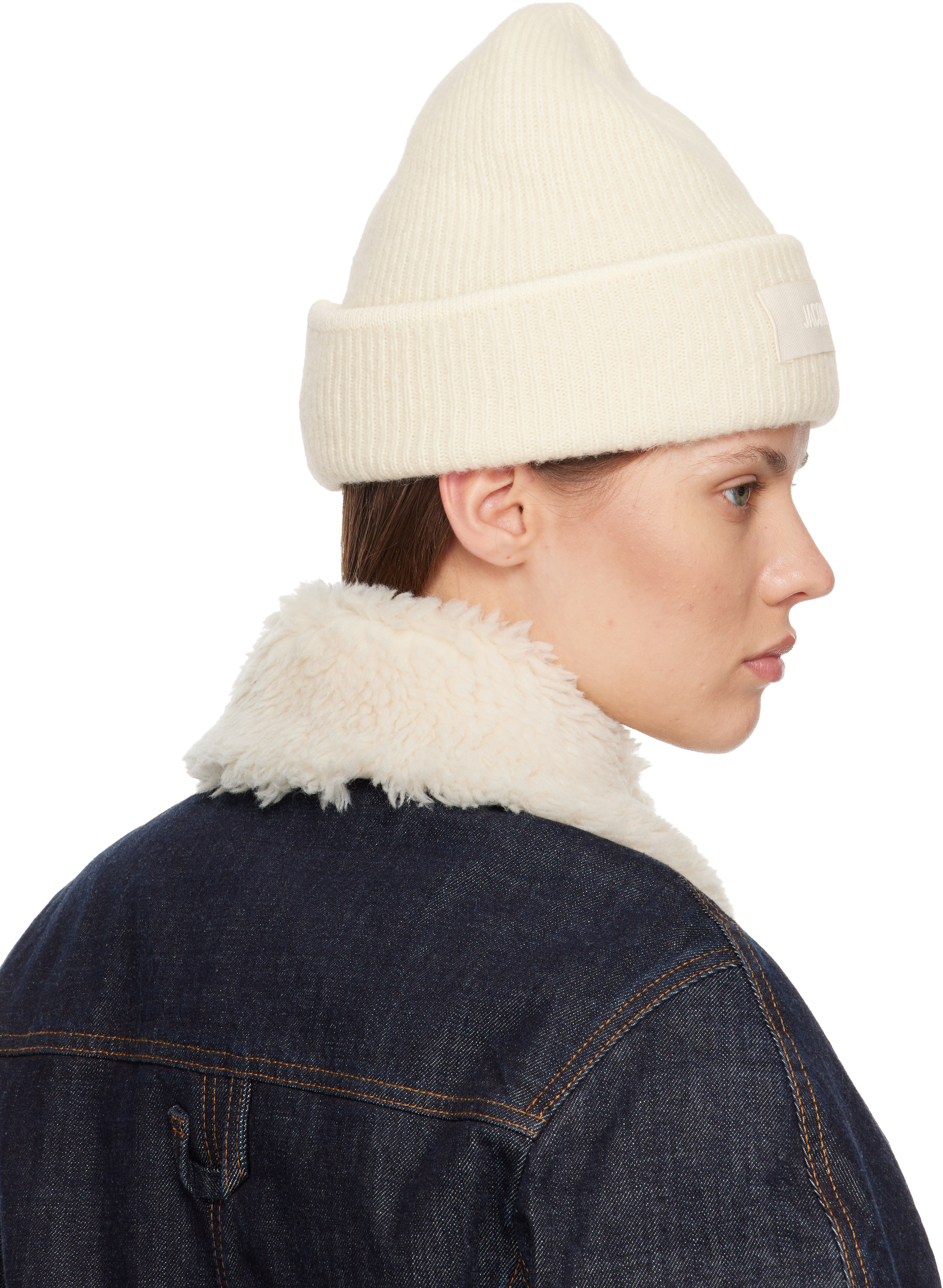Jacquemus Off-white La Casa 'the Gros Grain' Beanie In White