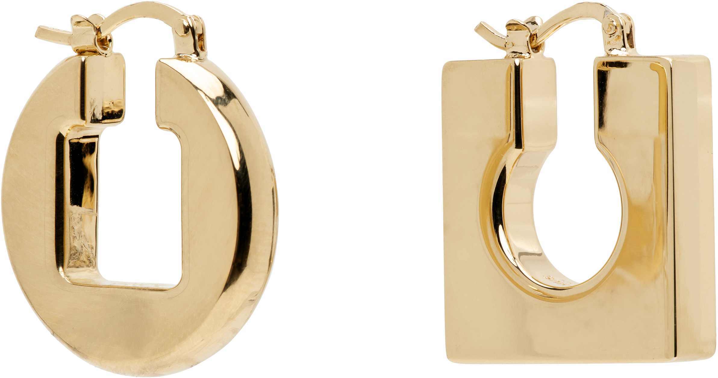 Jacquemus Les Boucles Rond Carre Earrings In Gold