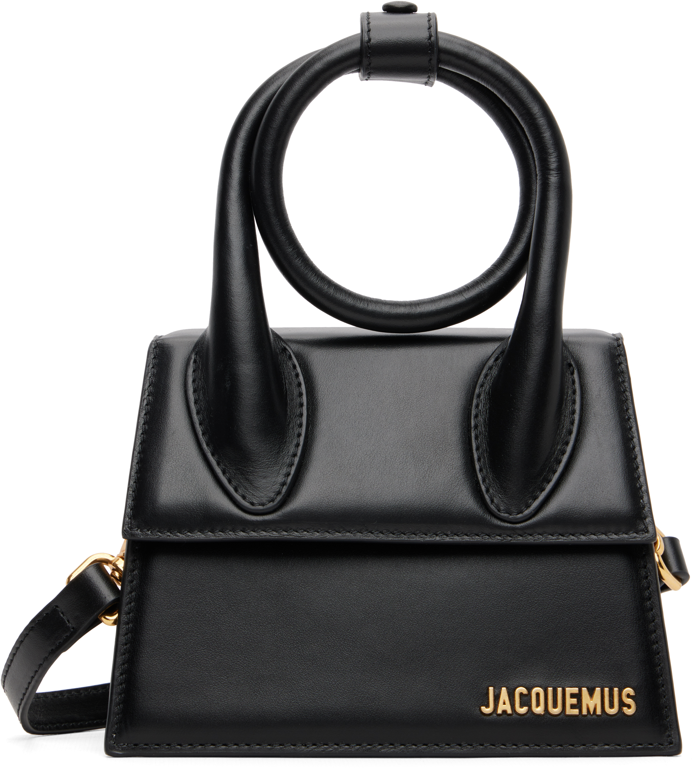 Jacquemus Le Chiquito Noeud Leather Top Handle Bag In Black