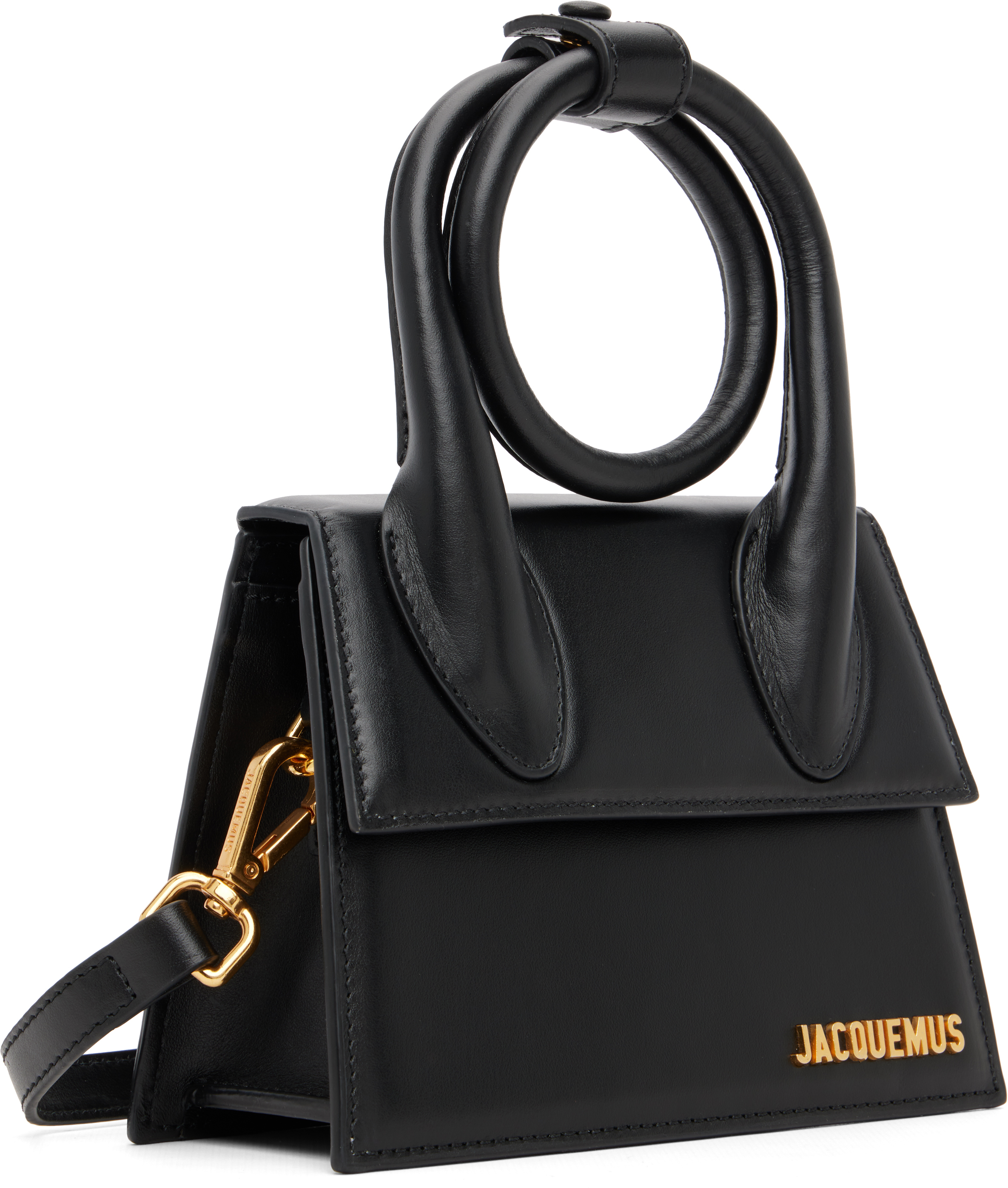 Jacquemus Le Chiquito Noeud Leather Top Handle Bag In Black