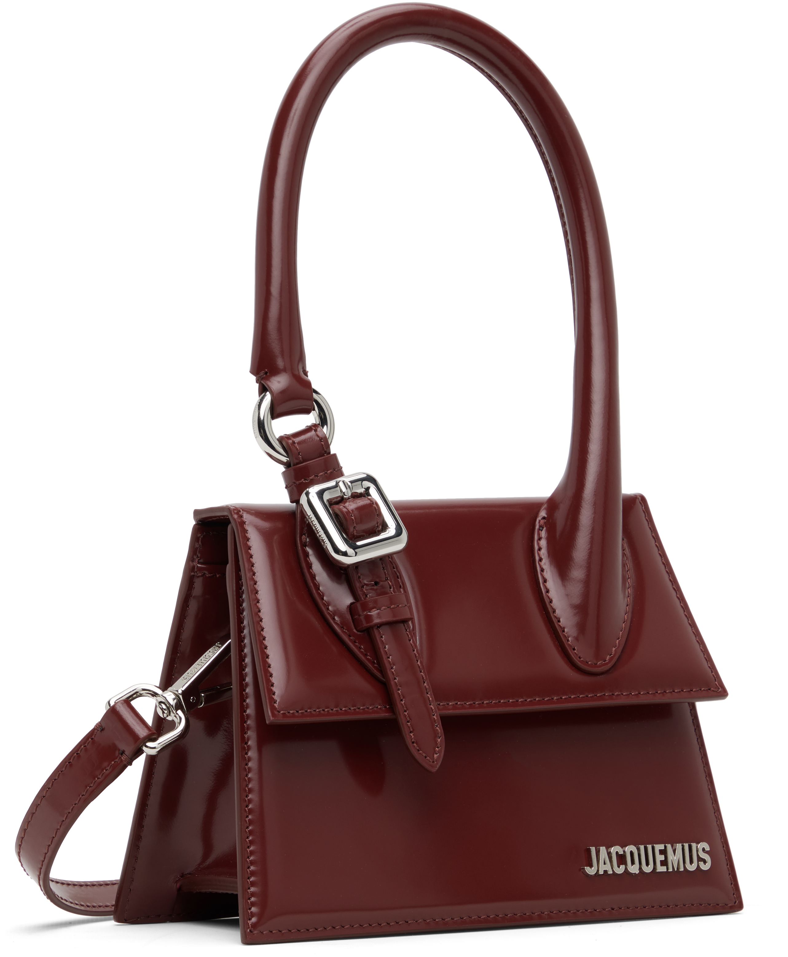 Jacquemus Womens Burgundy Medium Chiquito Buckle Leather Top-handle Bag