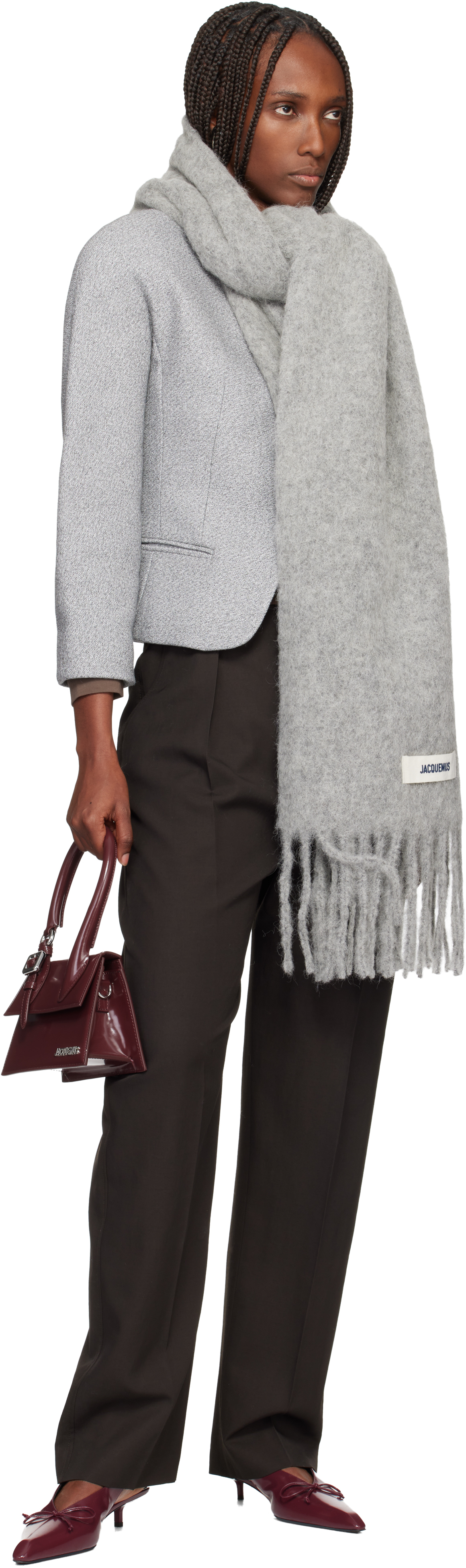 Jacquemus Womens Burgundy Medium Chiquito Buckle Leather Top-handle Bag